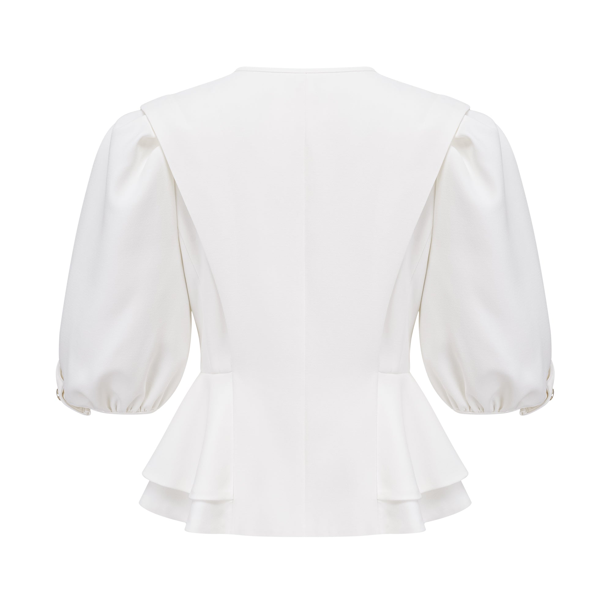 Gwenaëlle White Peplum Waist Blouse (Final Sale-US Only)