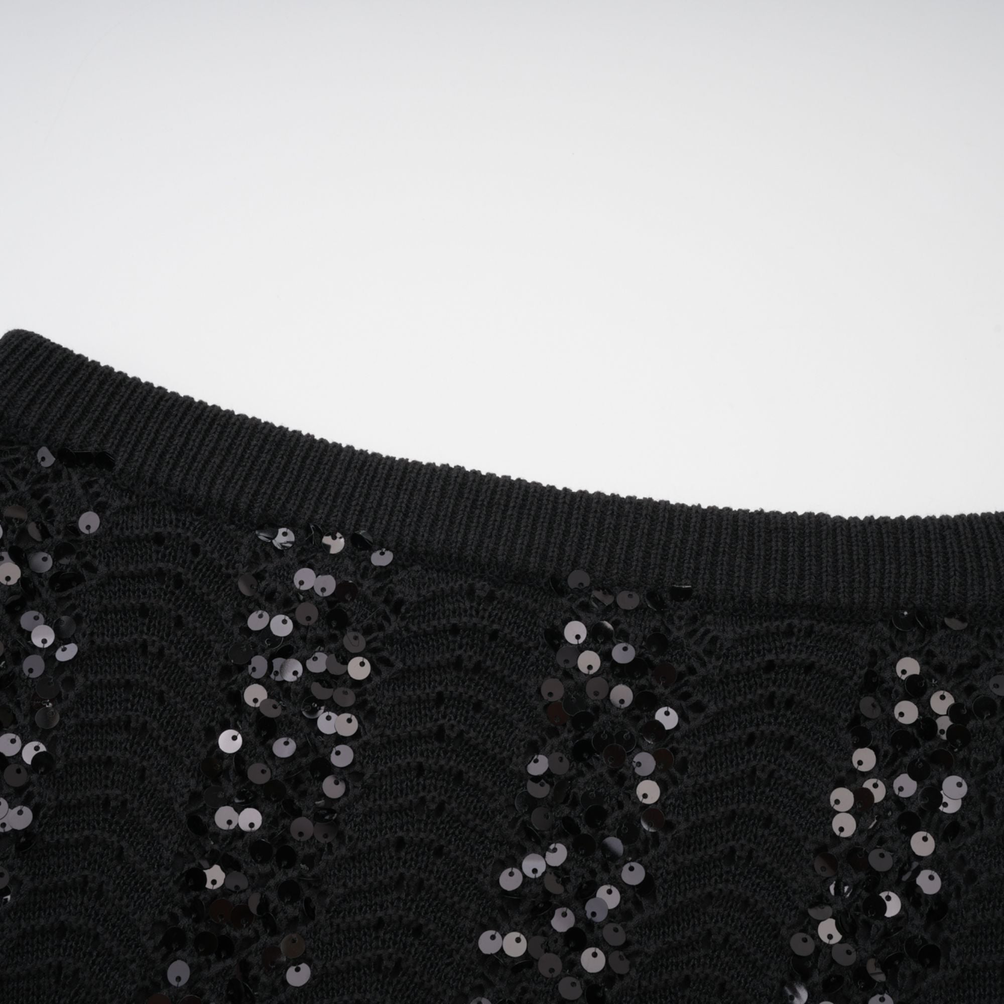 Ophelie black sequined crochet-knit cardigan & skirt matching set