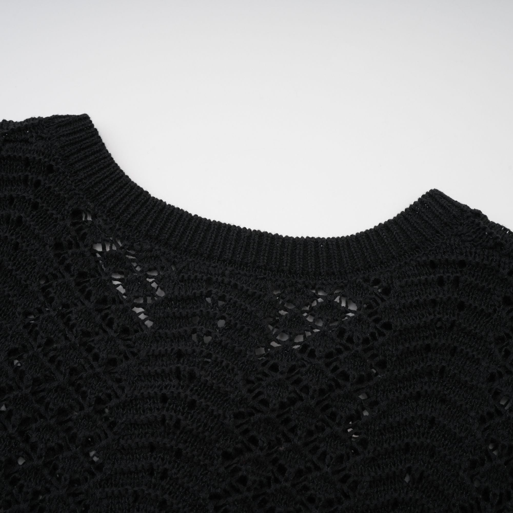Ophelie black sequined crochet-knit cardigan & skirt matching set