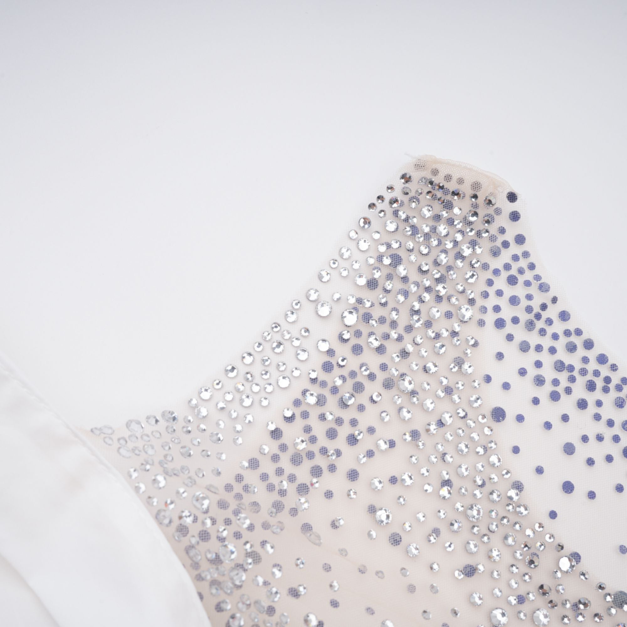 Fernande White Rhinestone Mesh Panel Shirt