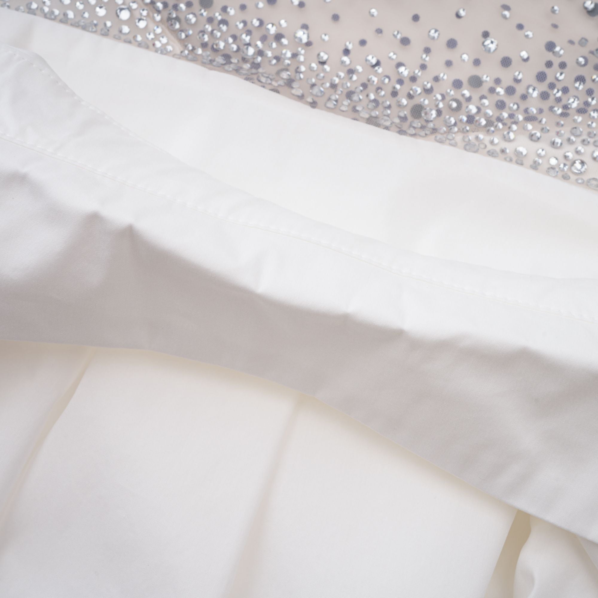Fernande White Rhinestone Mesh Panel Shirt