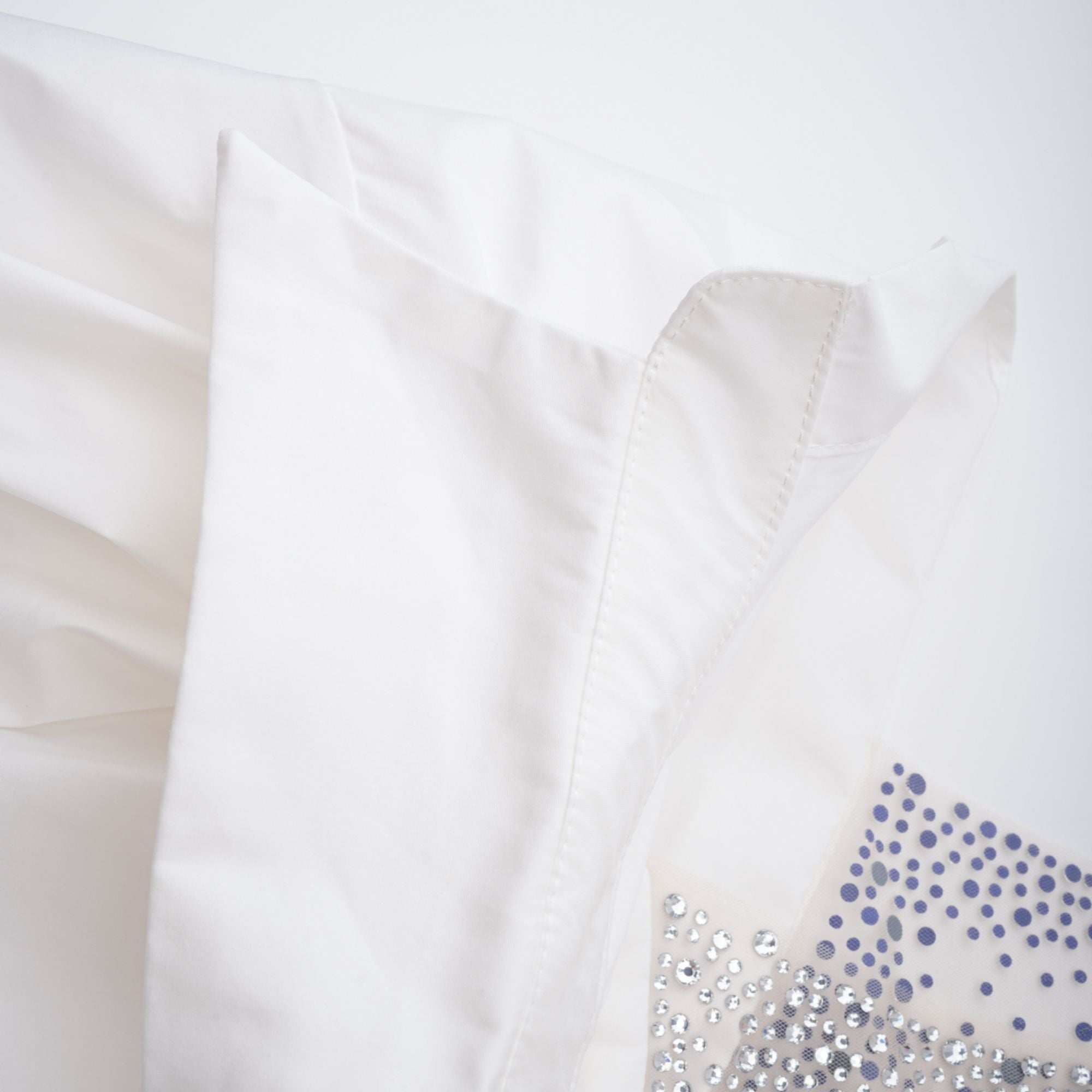 Fernande White Rhinestone Mesh Panel Shirt