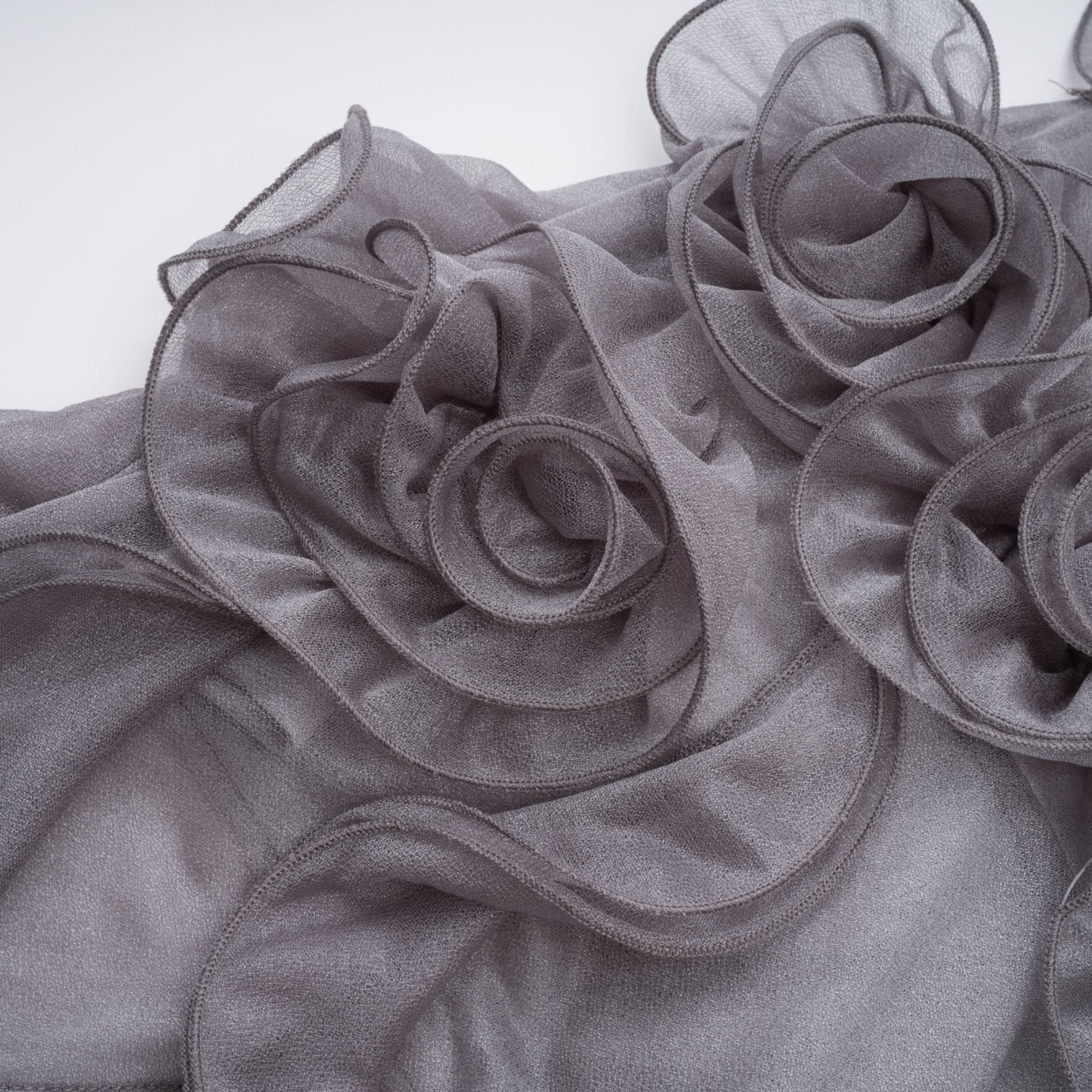 Hannabella Grey Asymmetrical Ruffled Floral Mini Dress