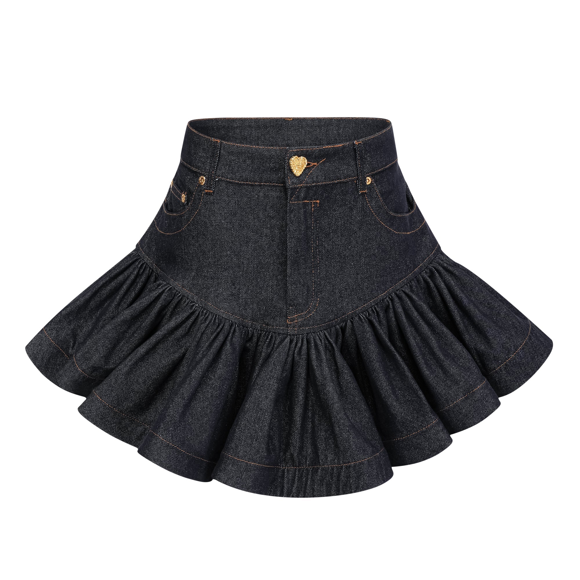 Florence Indigo Blue Ruffled Denim Mini Skirt (Final Sale-US Only)