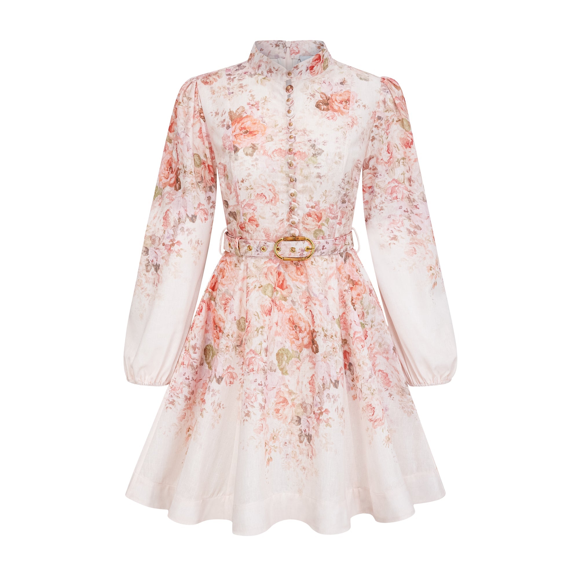 Bianca Beige Floral Print Mini Dress