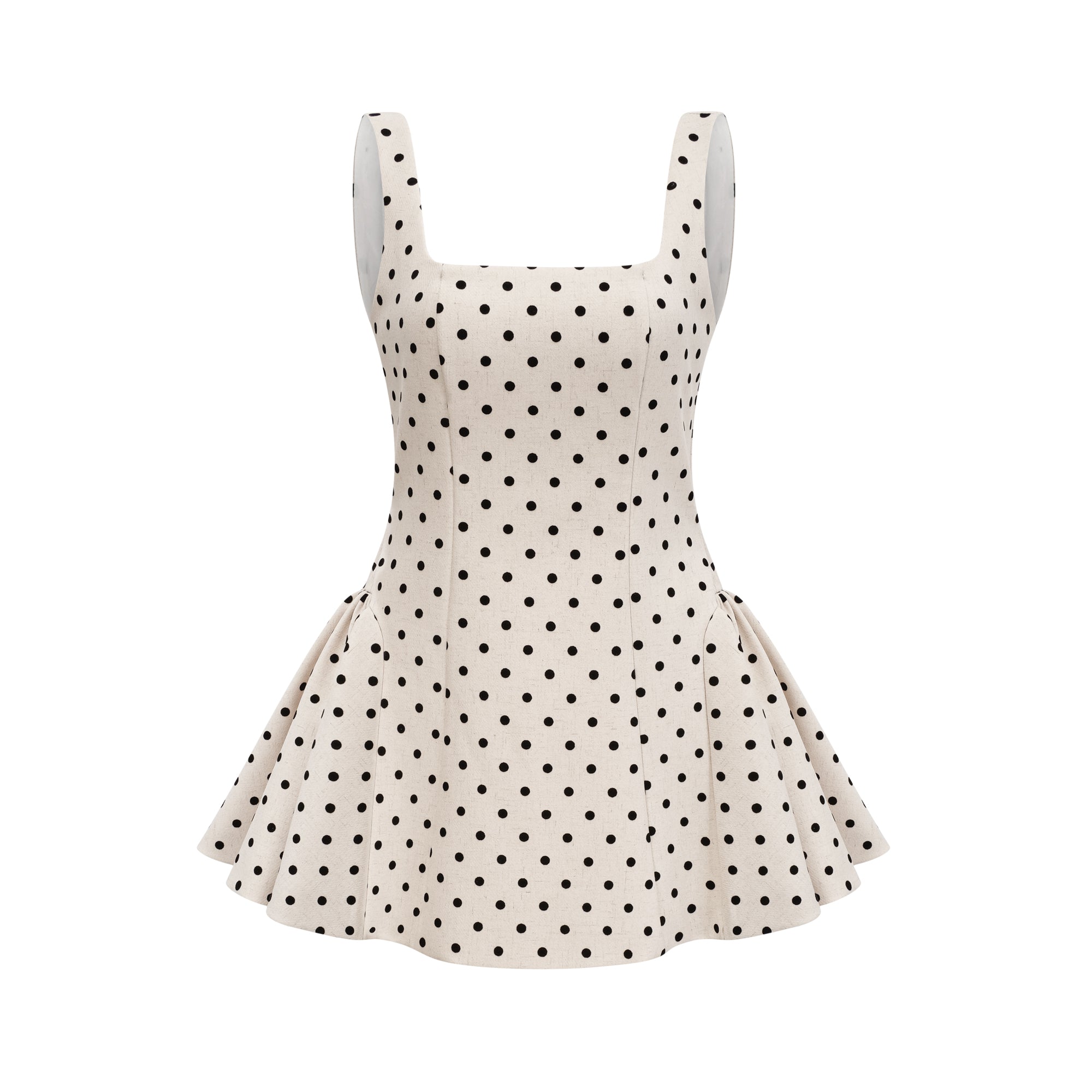 Geneviève neutrals polka-dot puff mini dress (US Only)