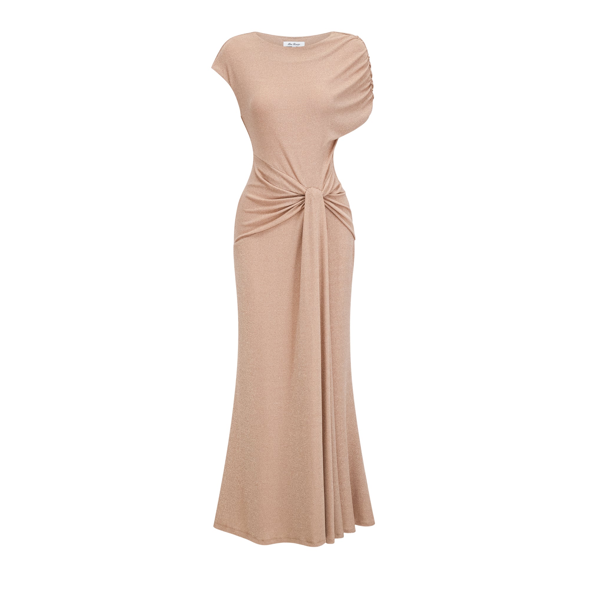 Rosalie gold asymmetrical pleated maxi dress