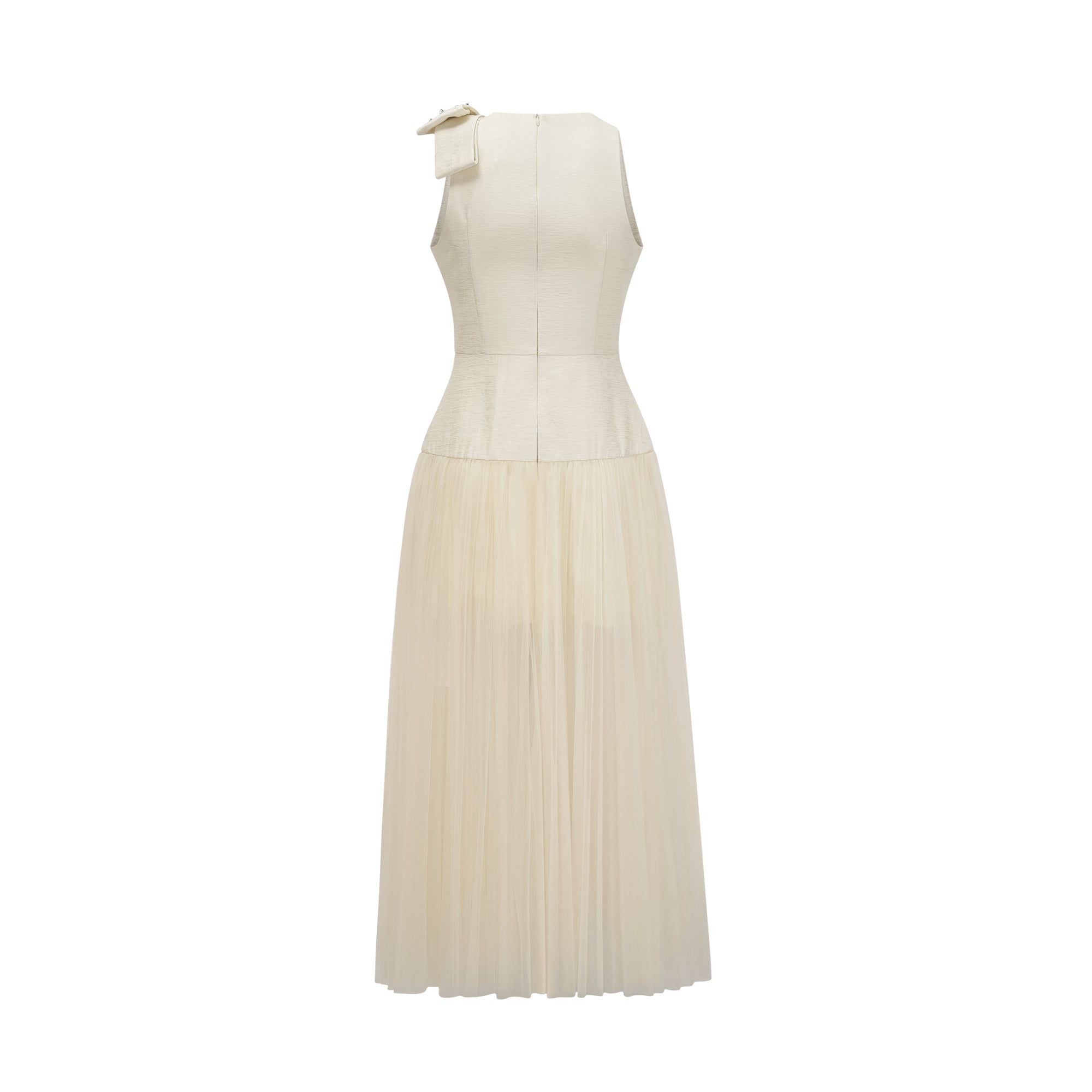 Thérèse bowknot tulle-panelling midi dress in White