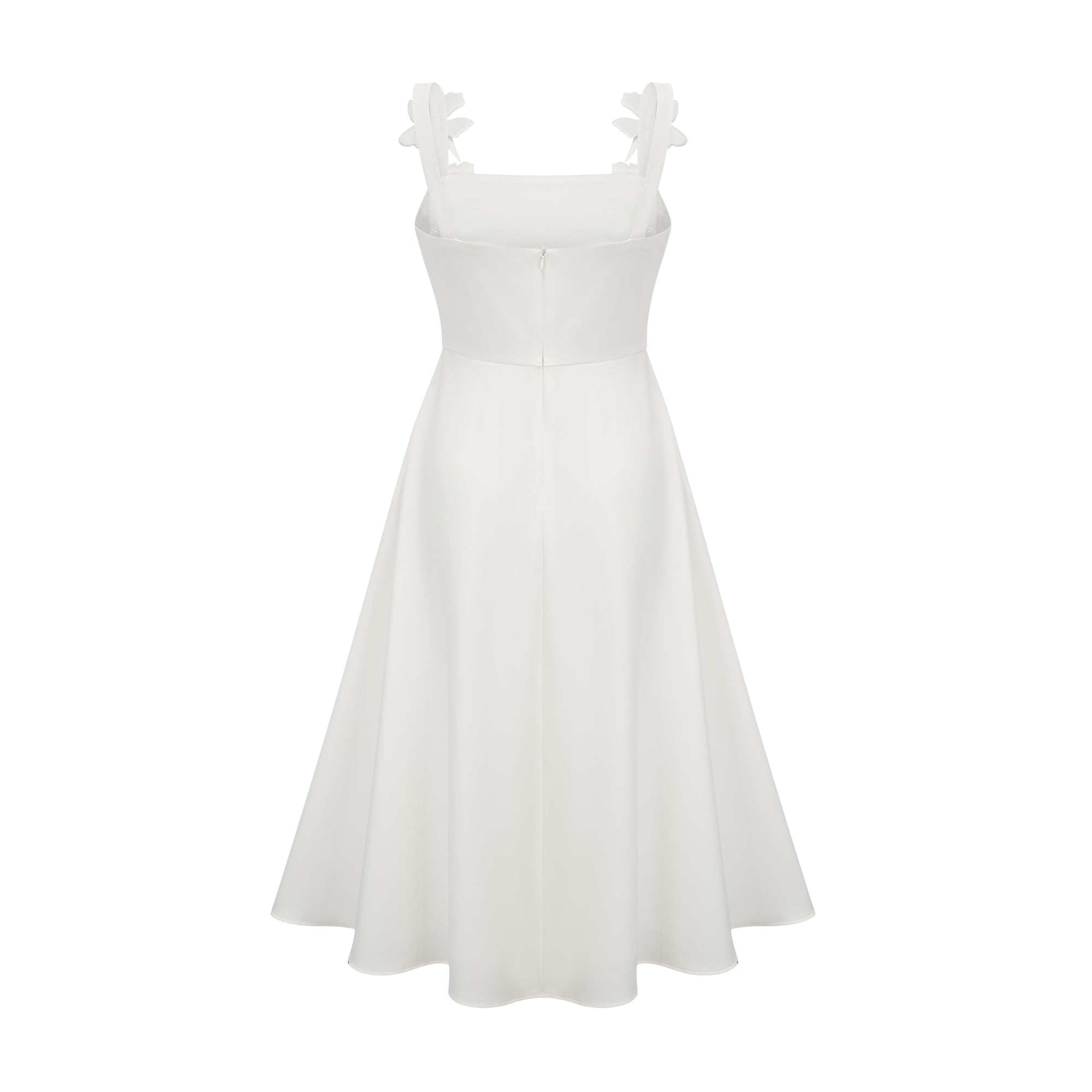 Ariane white faux-flower square-neck midi dress (Final Sale-US Only)
