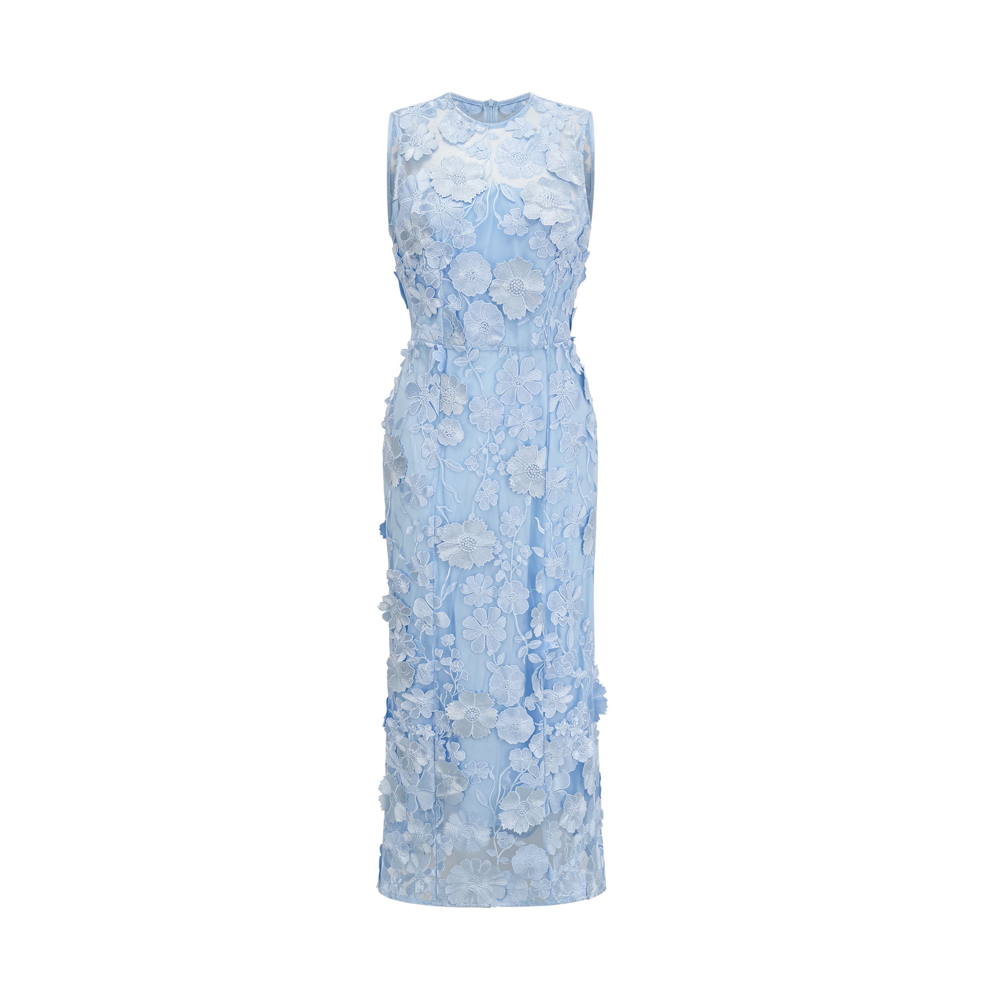 Herta blue floral-appliqué midi dress (Final Sale-US Only)