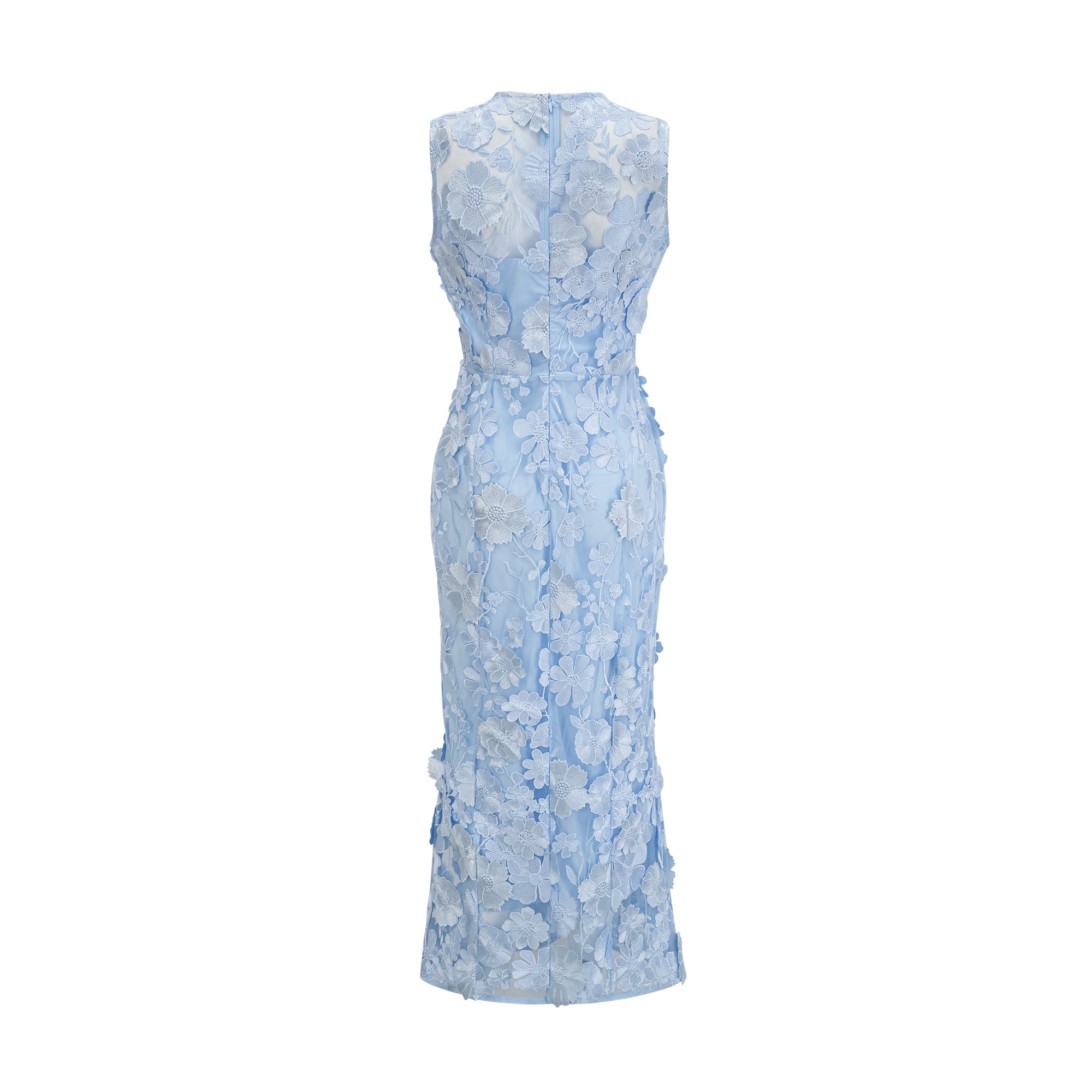 Herta blue floral-appliqué midi dress