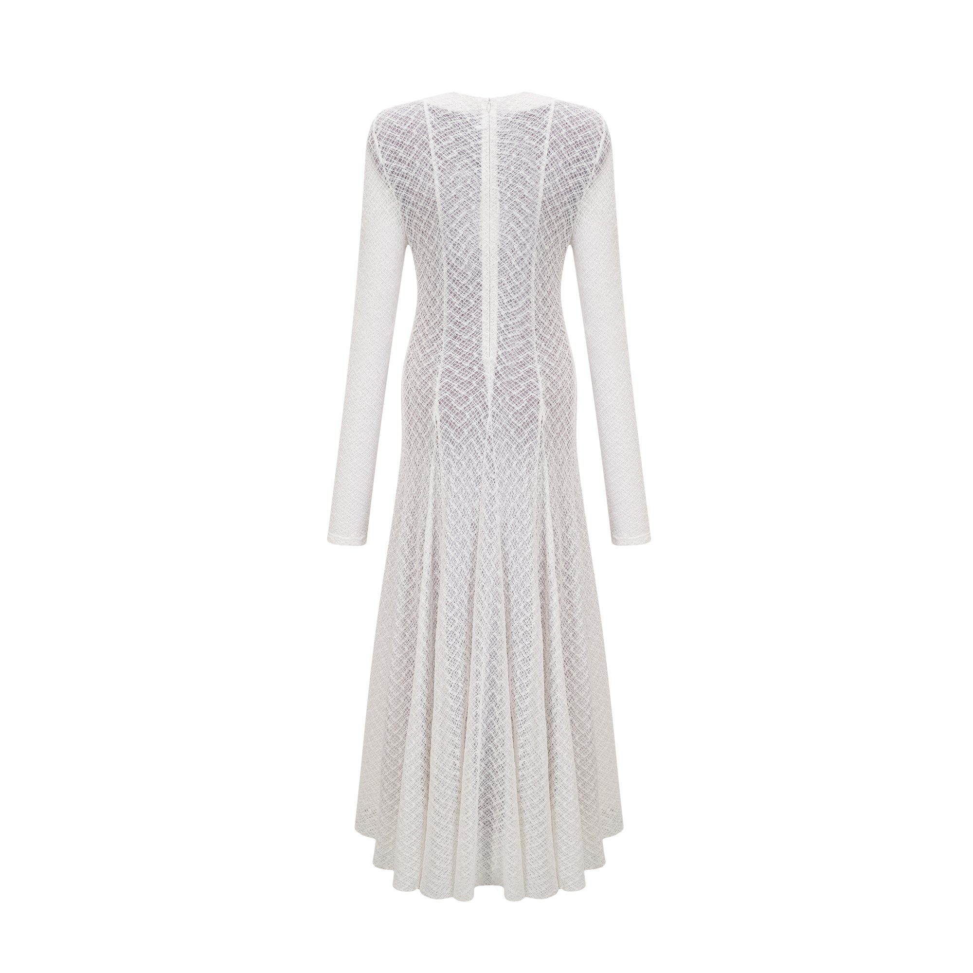 Athena wavy-pattern lace maxi dress in White