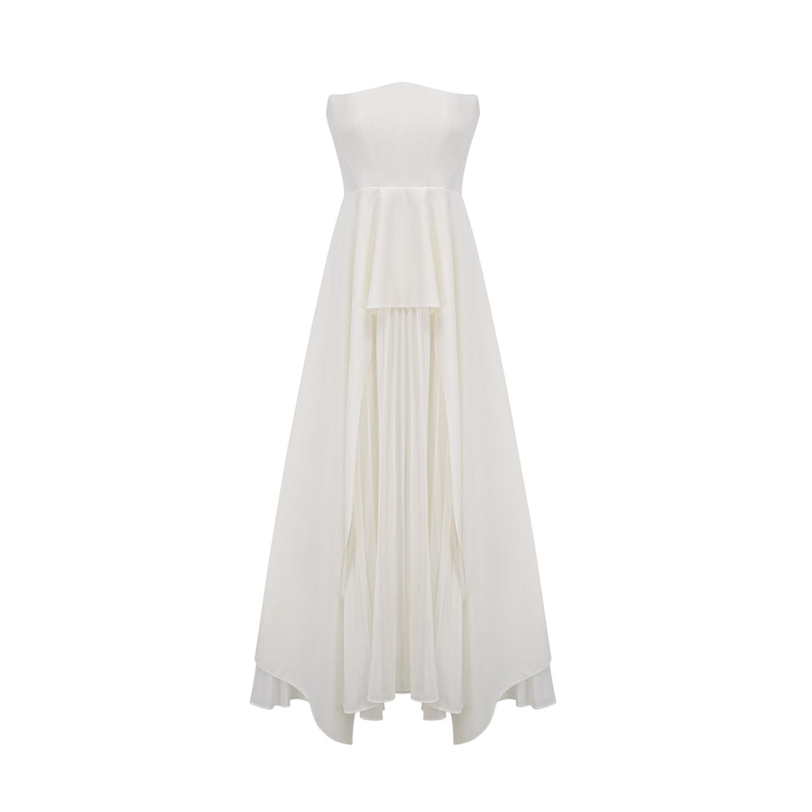 Vanessa white pleated off-shoulder maxi dress - White
