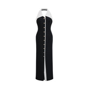 Alessandra color-blocked fitted maxi dress - Black