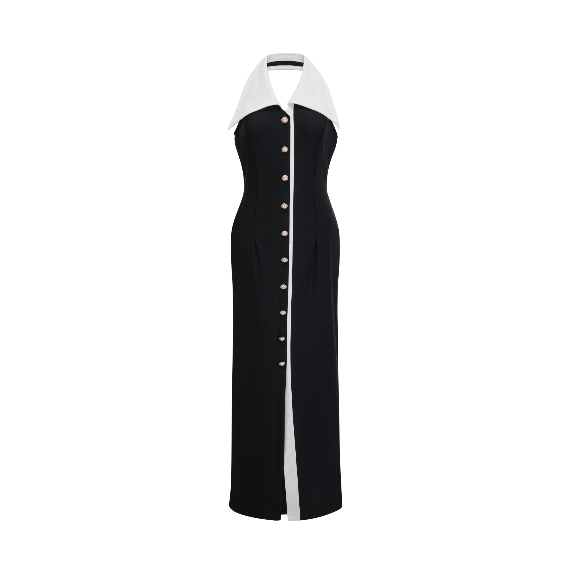 Alessandra color-blocked fitted maxi dress - Black
