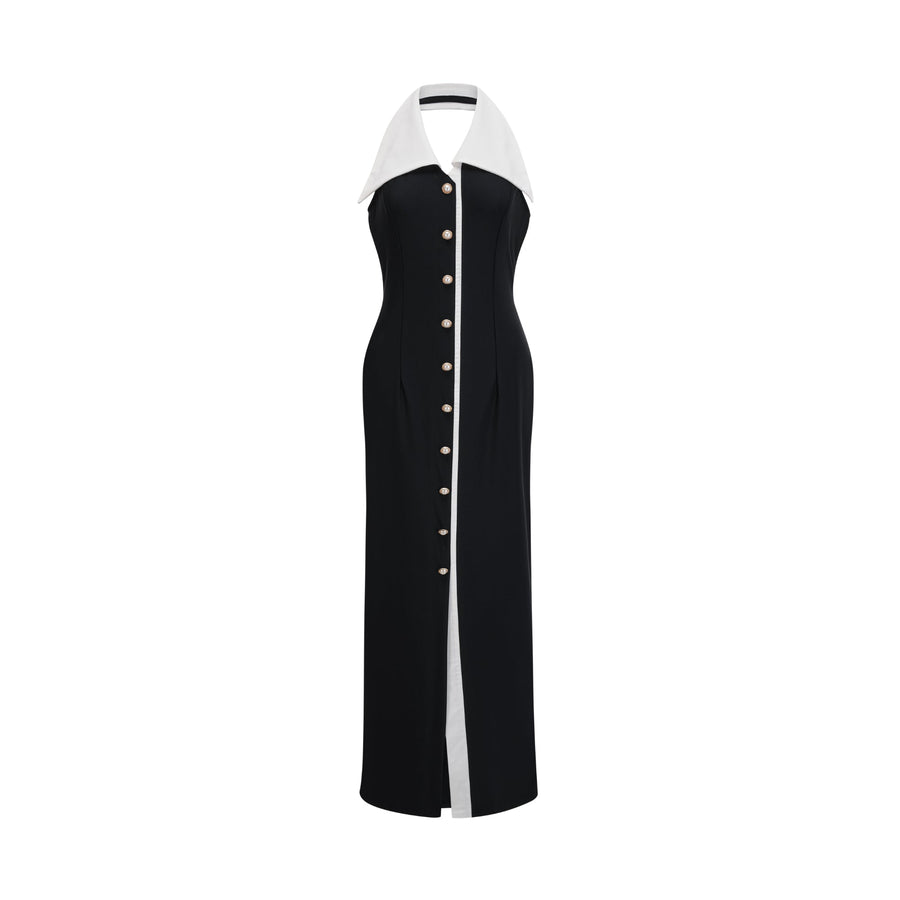 Alessandra color-blocked fitted maxi dress - Black