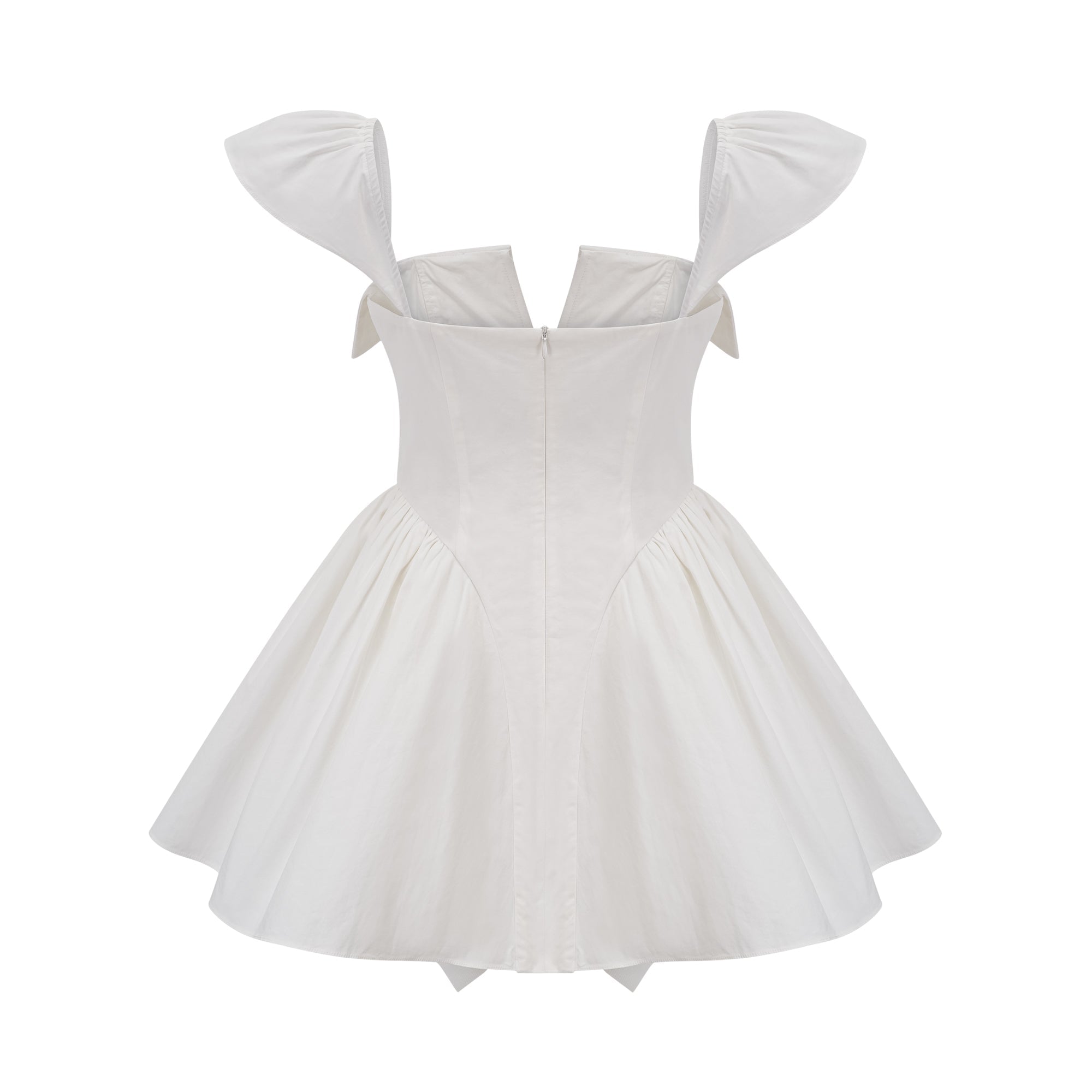 Julie white folded-neck bonded sleeveless mini dress