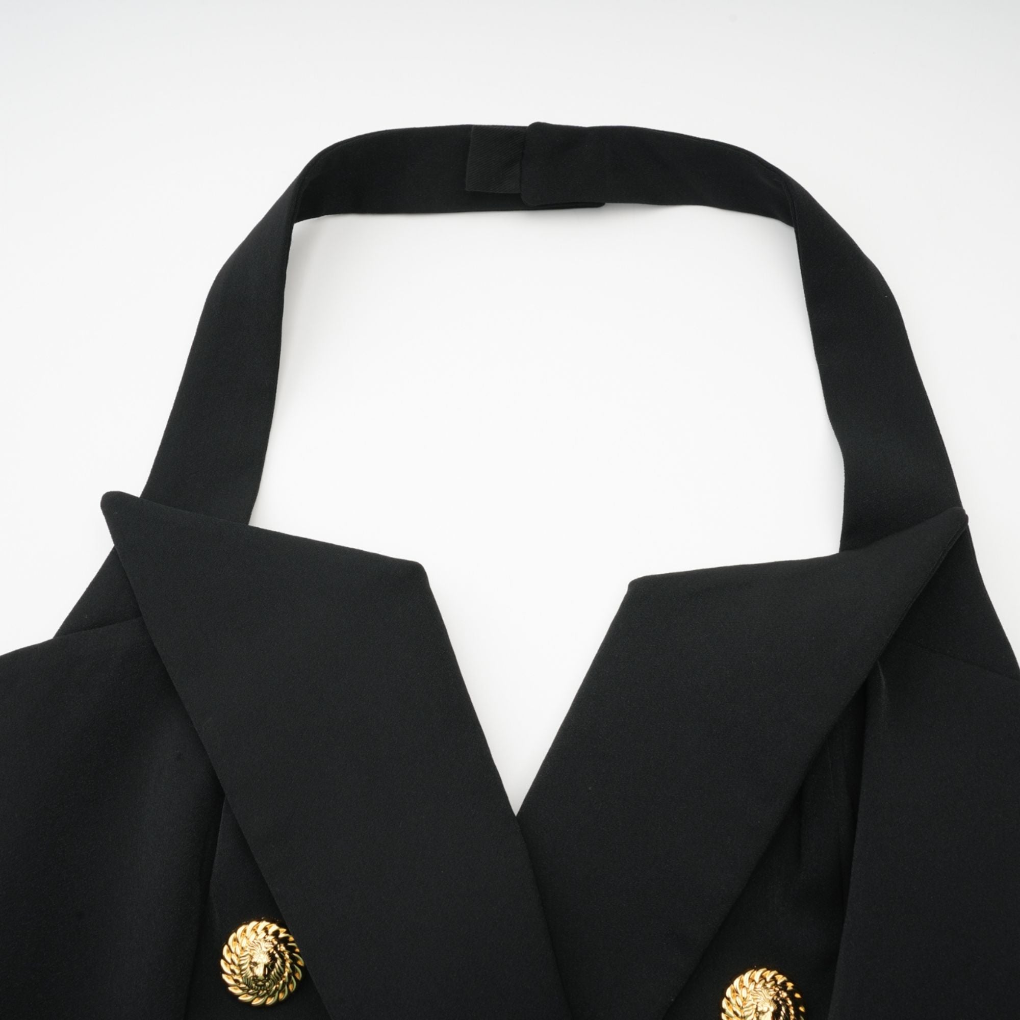 Harper Black Tailored Double-breasted Halterneck Top