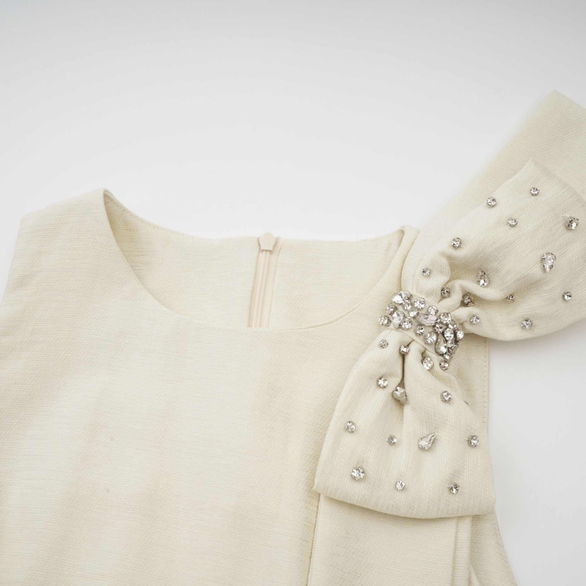 Thérèse bowknot tulle-panelling midi dress in White
