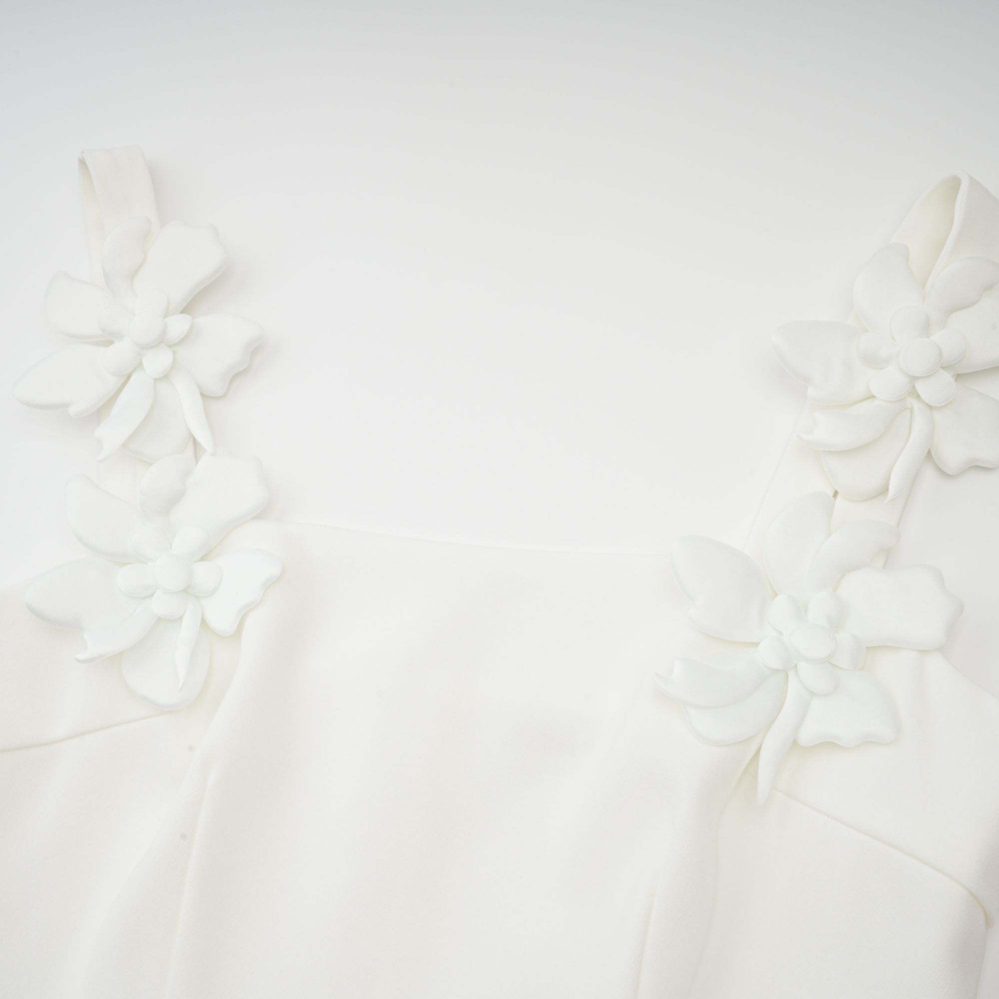 Ariane white faux-flower square-neck midi dress (Final Sale-US Only)