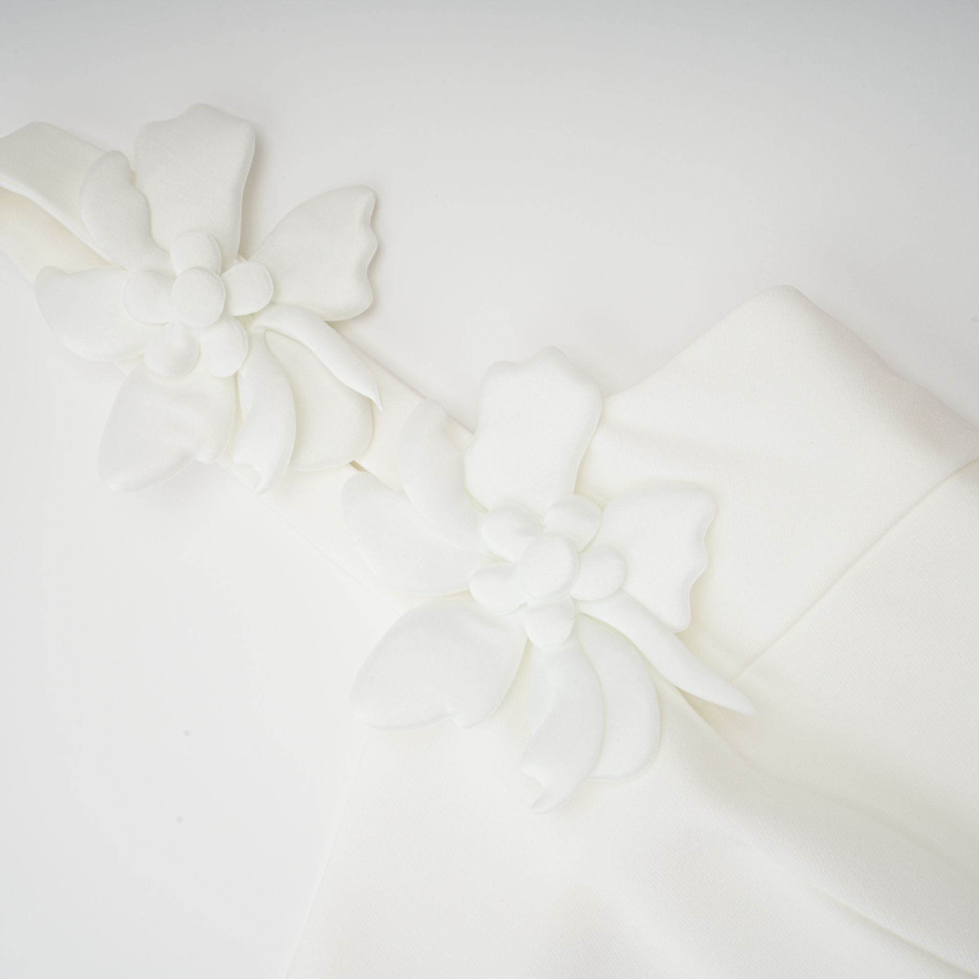 Ariane white faux-flower square-neck midi dress