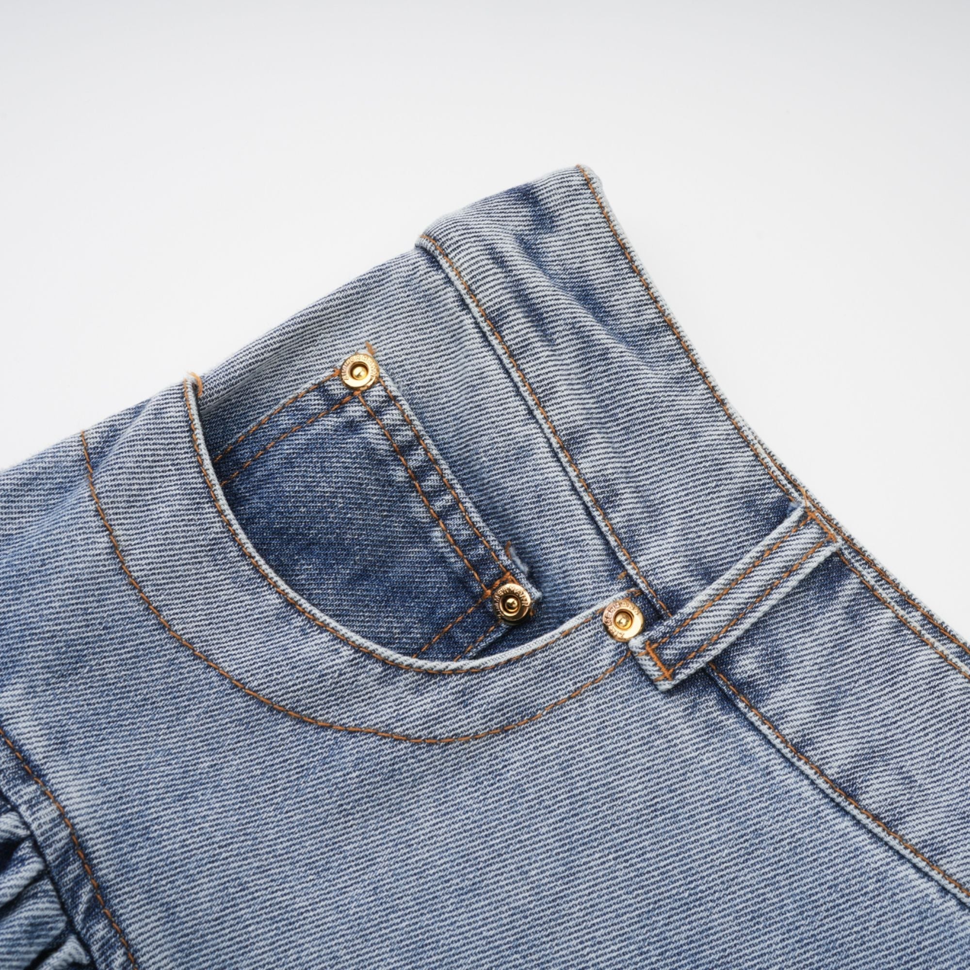 Florence Ruffled Denim Mini Skirt in Light Blue (Final Sale-US Only)