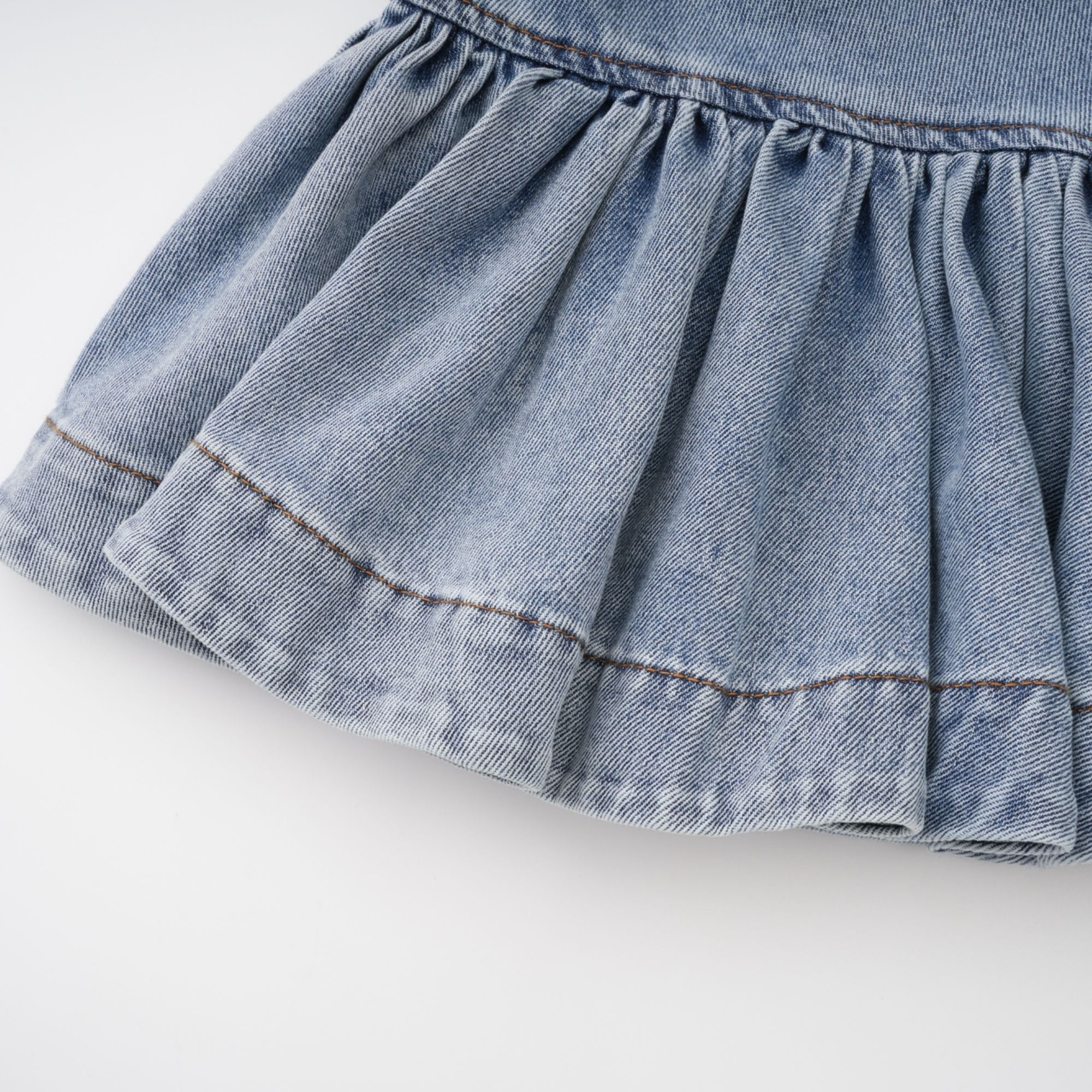 Florence Ruffled Denim Mini Skirt in Light Blue (Final Sale-US Only)