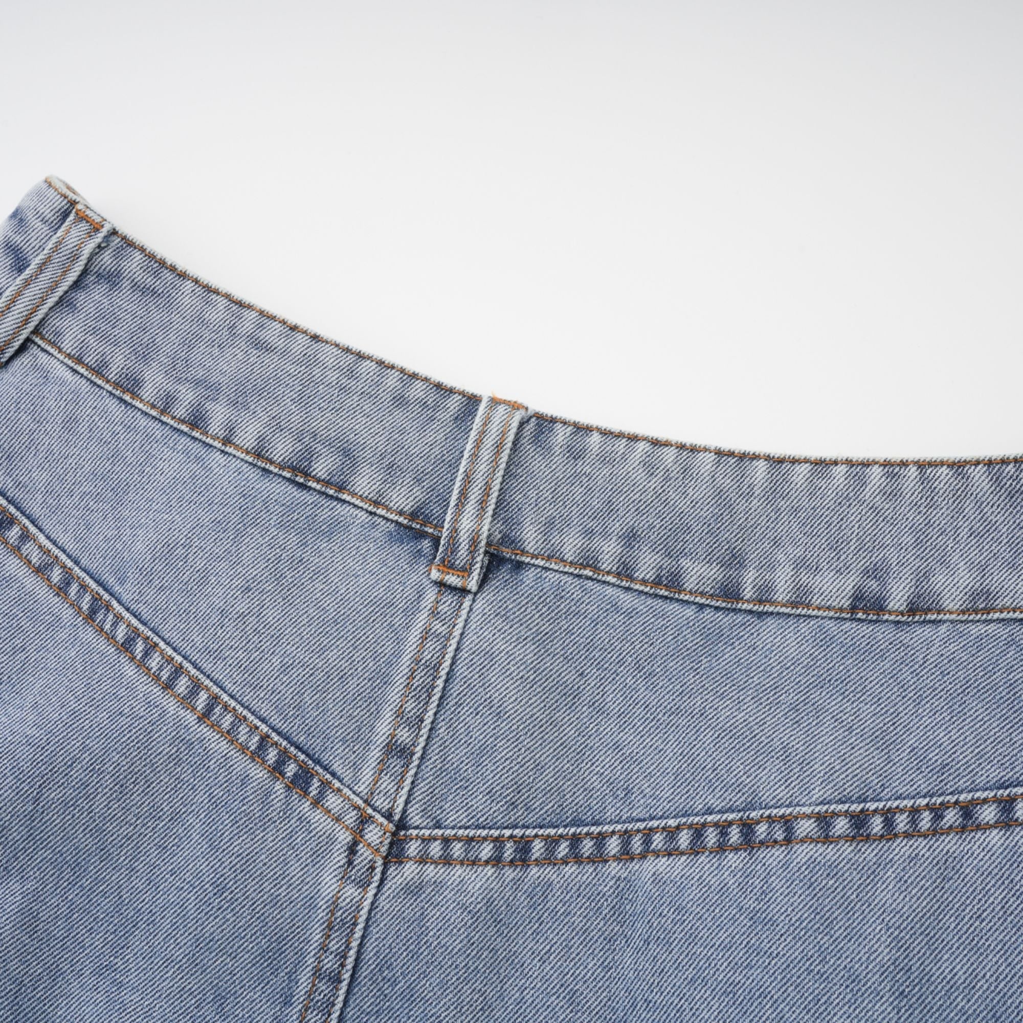 Florence Ruffled Denim Mini Skirt in Light Blue (Final Sale-US Only)