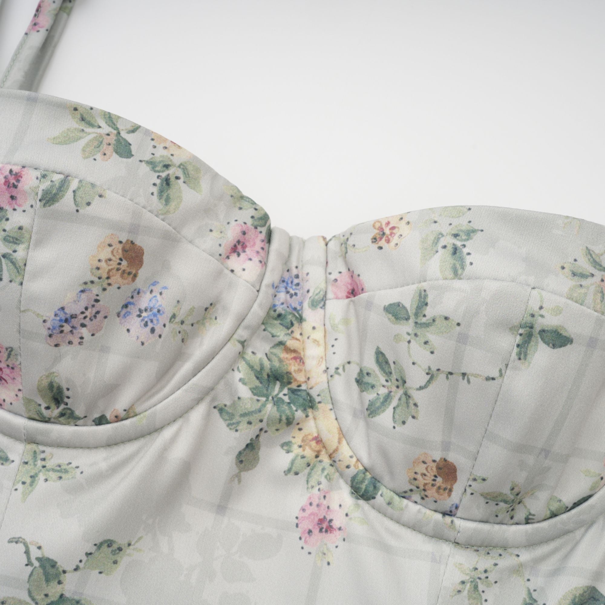 Prunelle sage-green floral-print shirred midi dress (Final Sale)