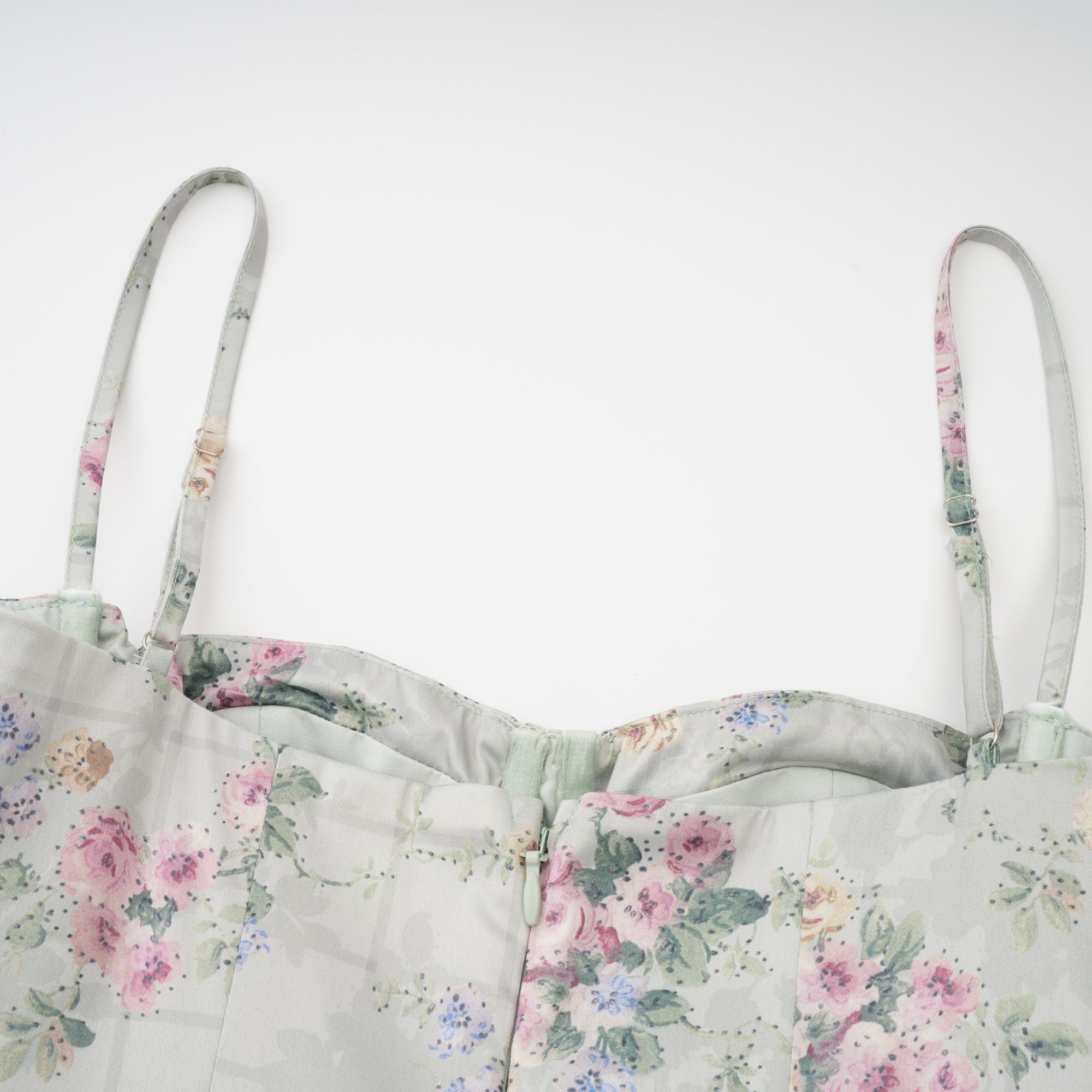 Prunelle sage-green floral-print shirred midi dress (Final Sale)