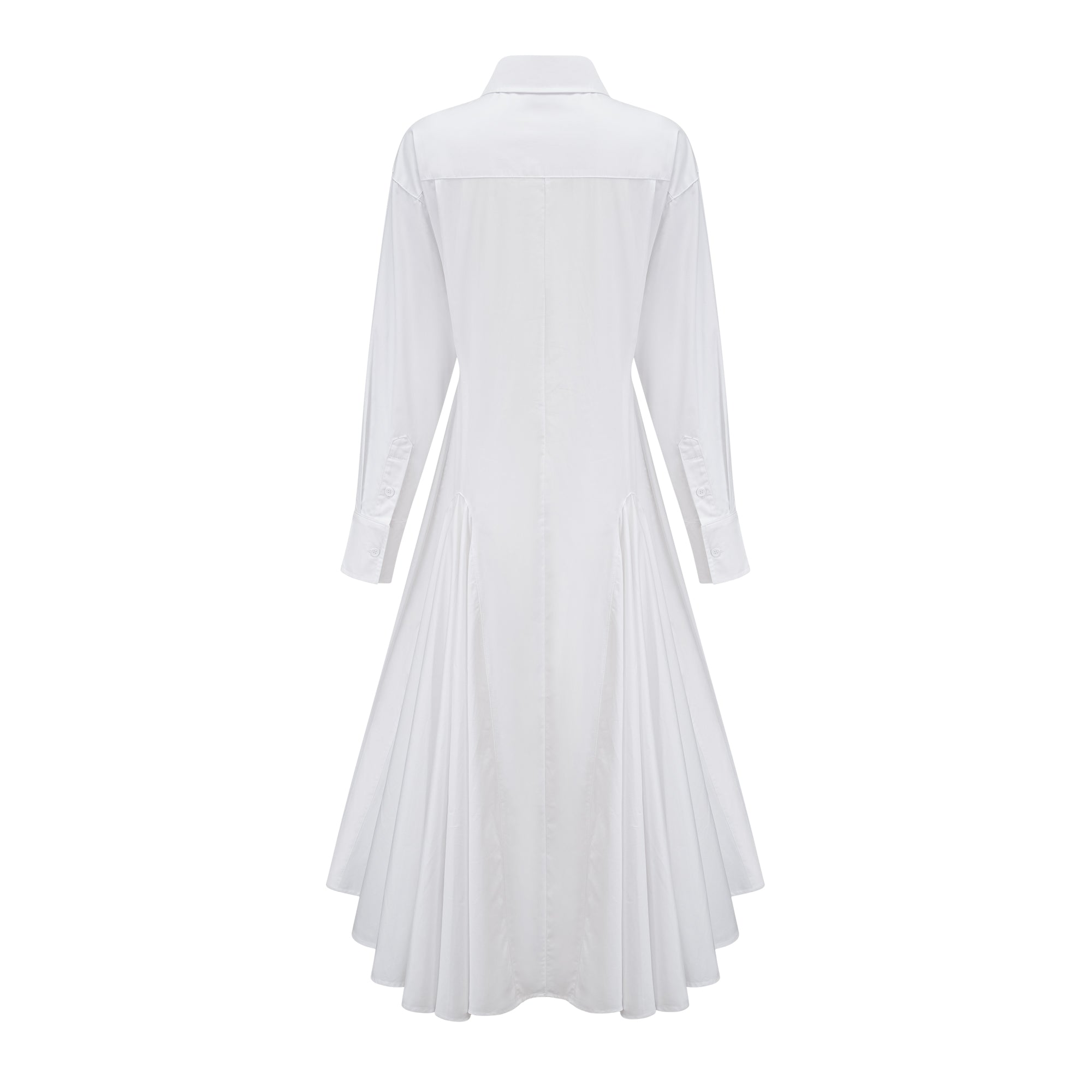 Dulcie white front-slit shirred shirt dress