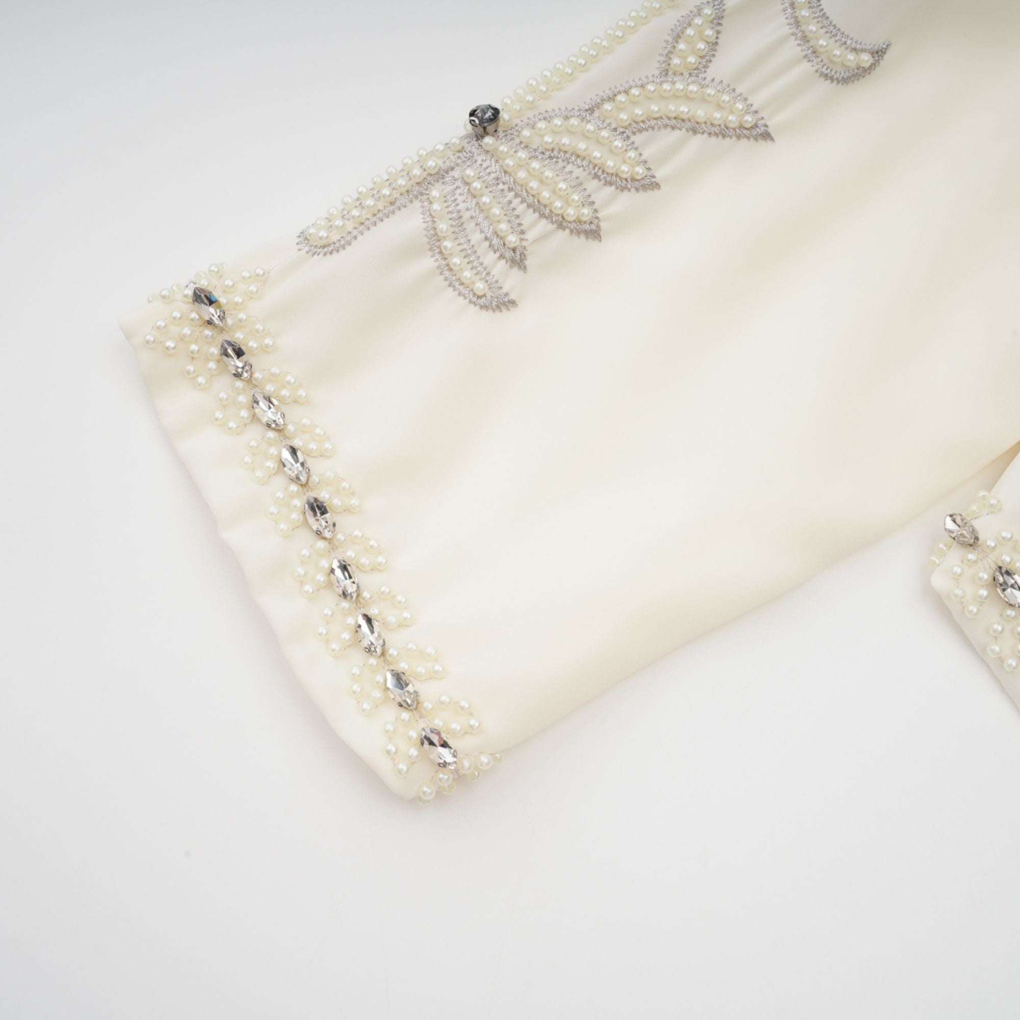 Blanche White Embellished Pleated Two-Piece Jacket and Dress Set (Final Sale-US Only)