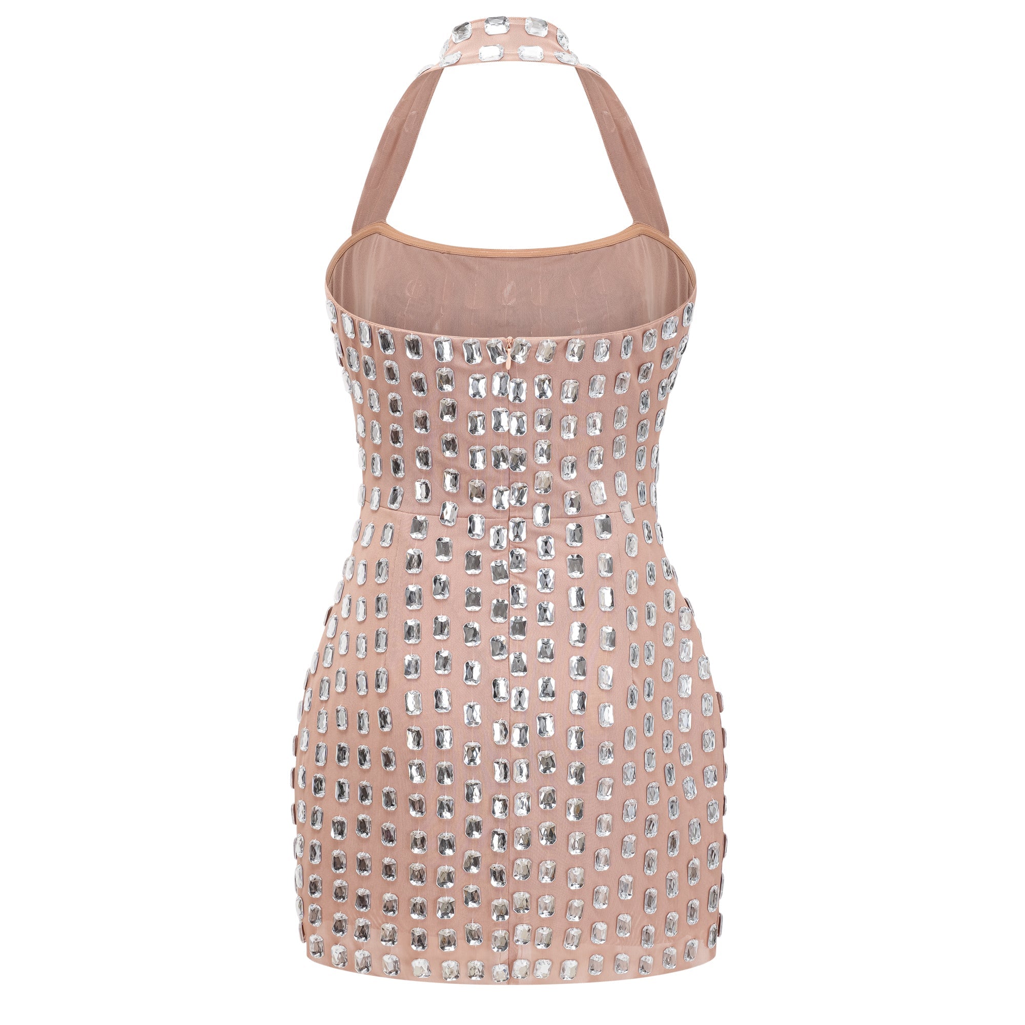 Giustina Silver Halterneck Bowknot Crystal Mini Dress (Final Sale-US Only)
