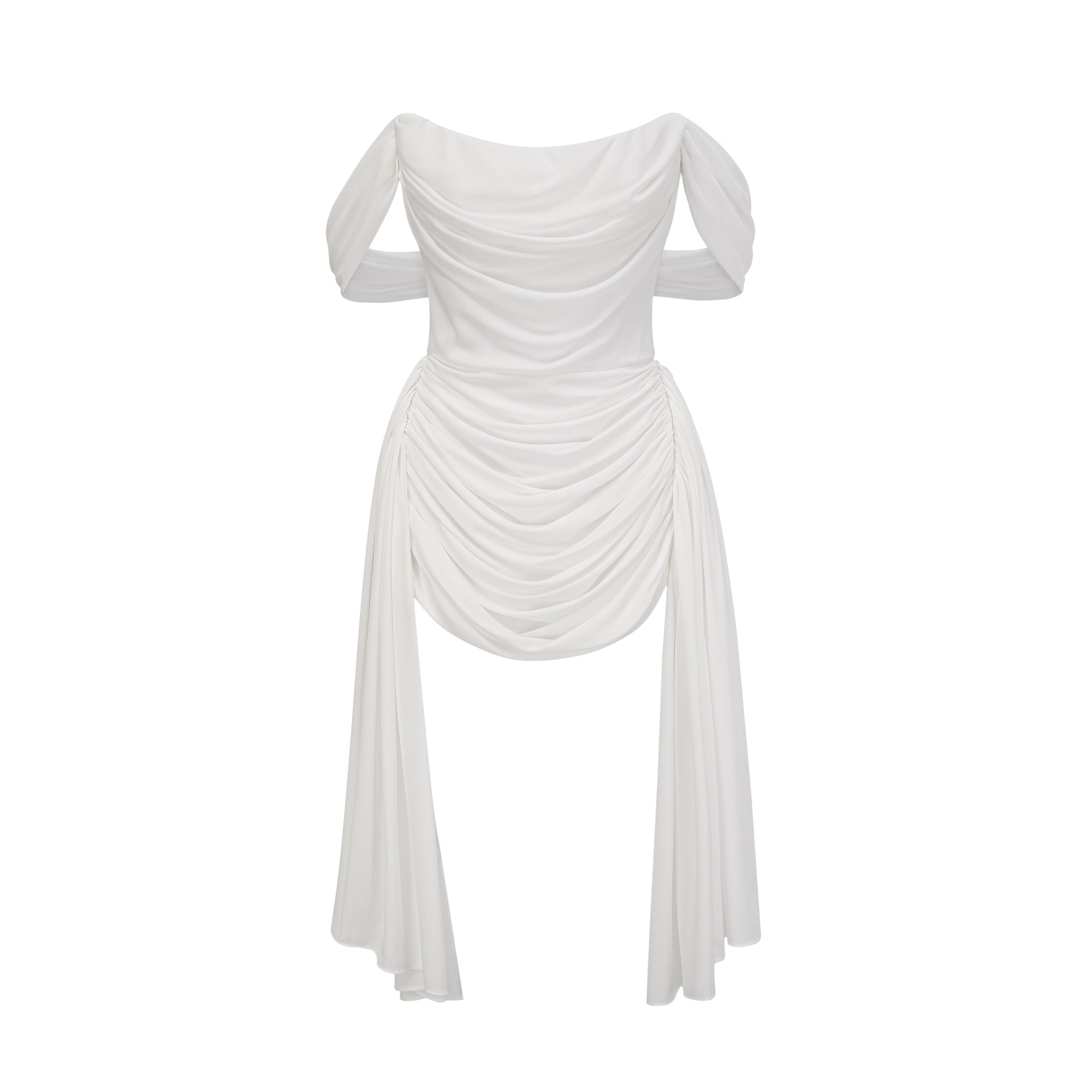 Gitta white ribbon-design ruched mini dress (Final Sale-US Only)