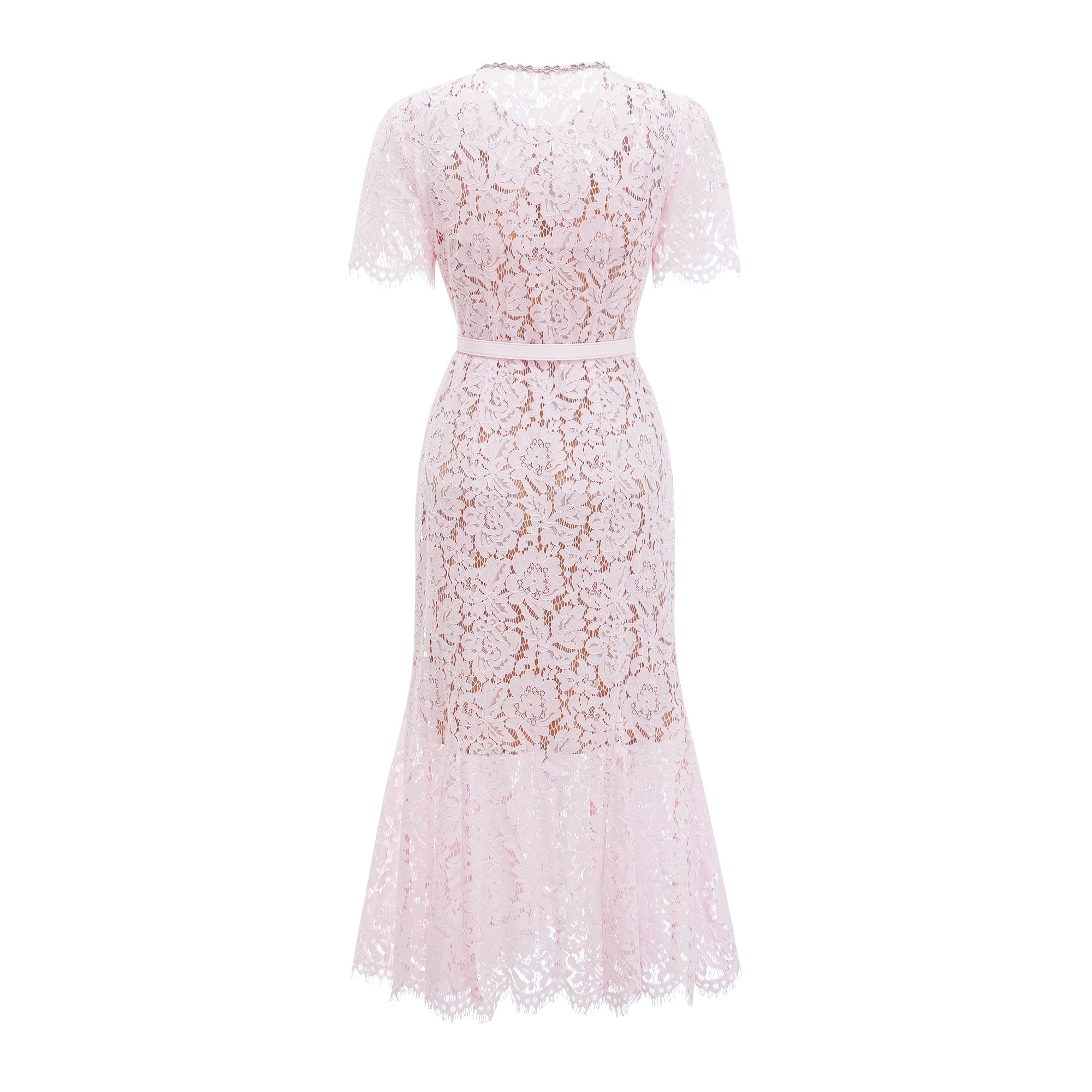 Sabine Pink Floral Lace Mermaid Midi Dress (Final Sale-US Only)