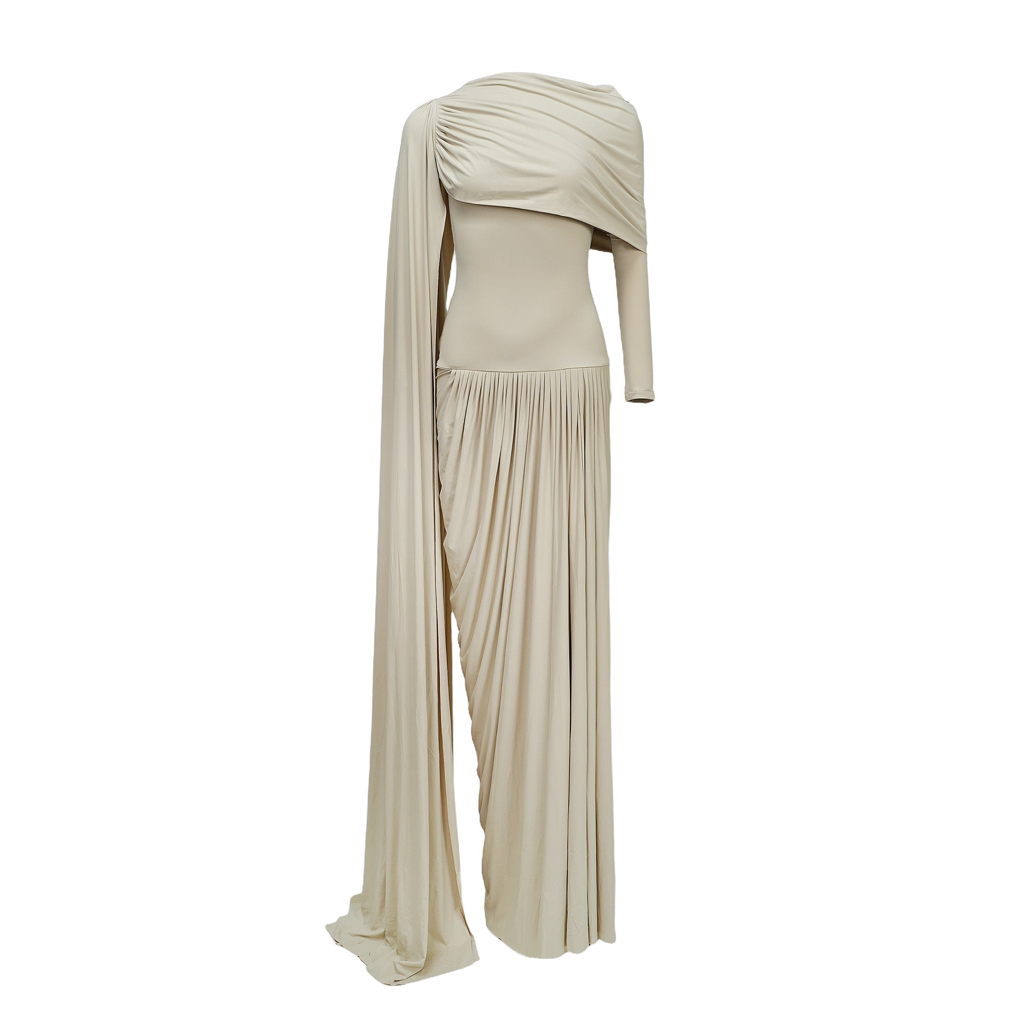 Gaëlle Neutrals Ribbon-design Draped Maxi Dress