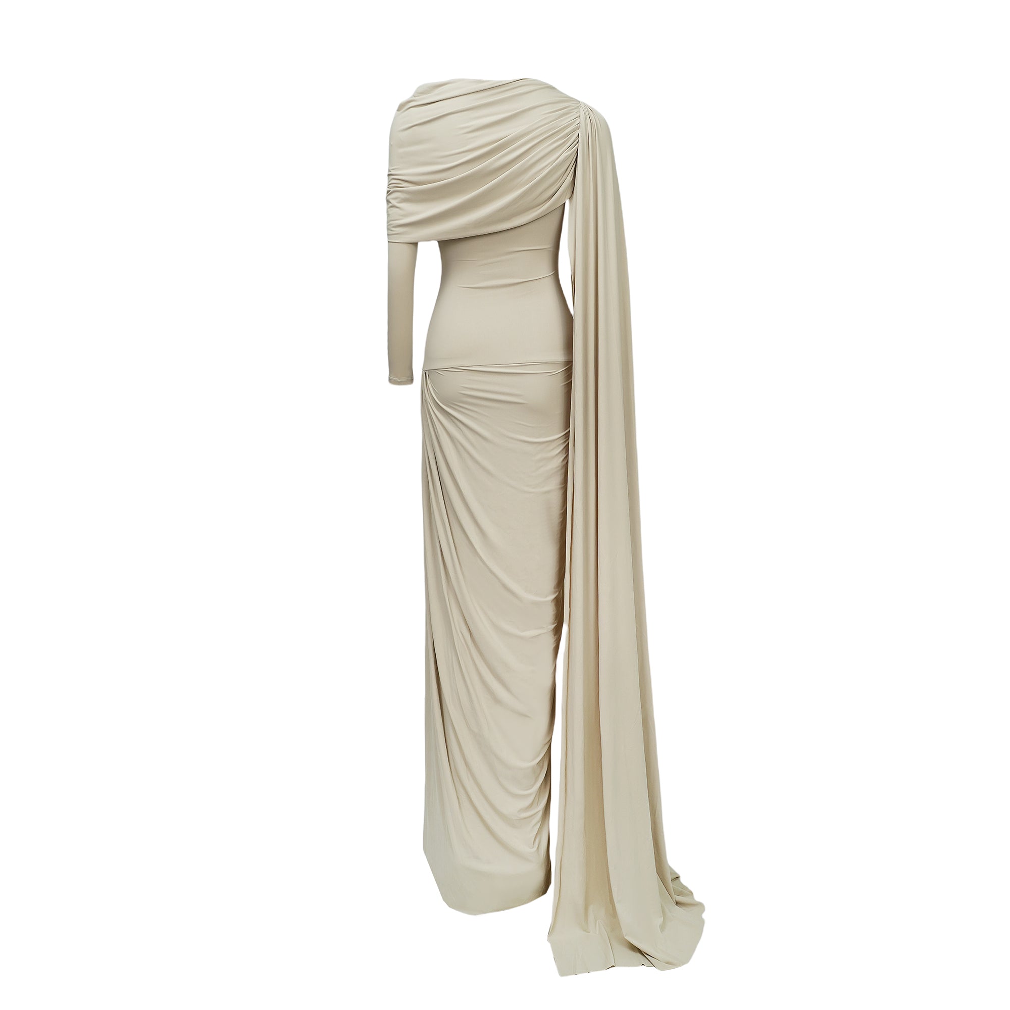 Gaëlle Neutrals Ribbon-design Draped Maxi Dress (Final Sale)