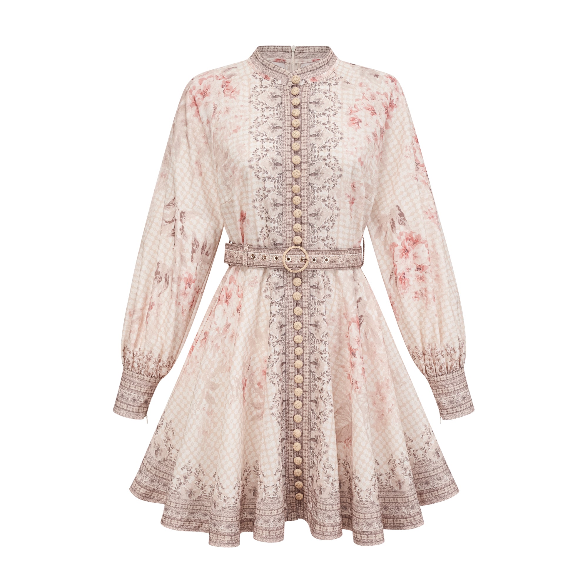 Quincia belted floral-print mini dress