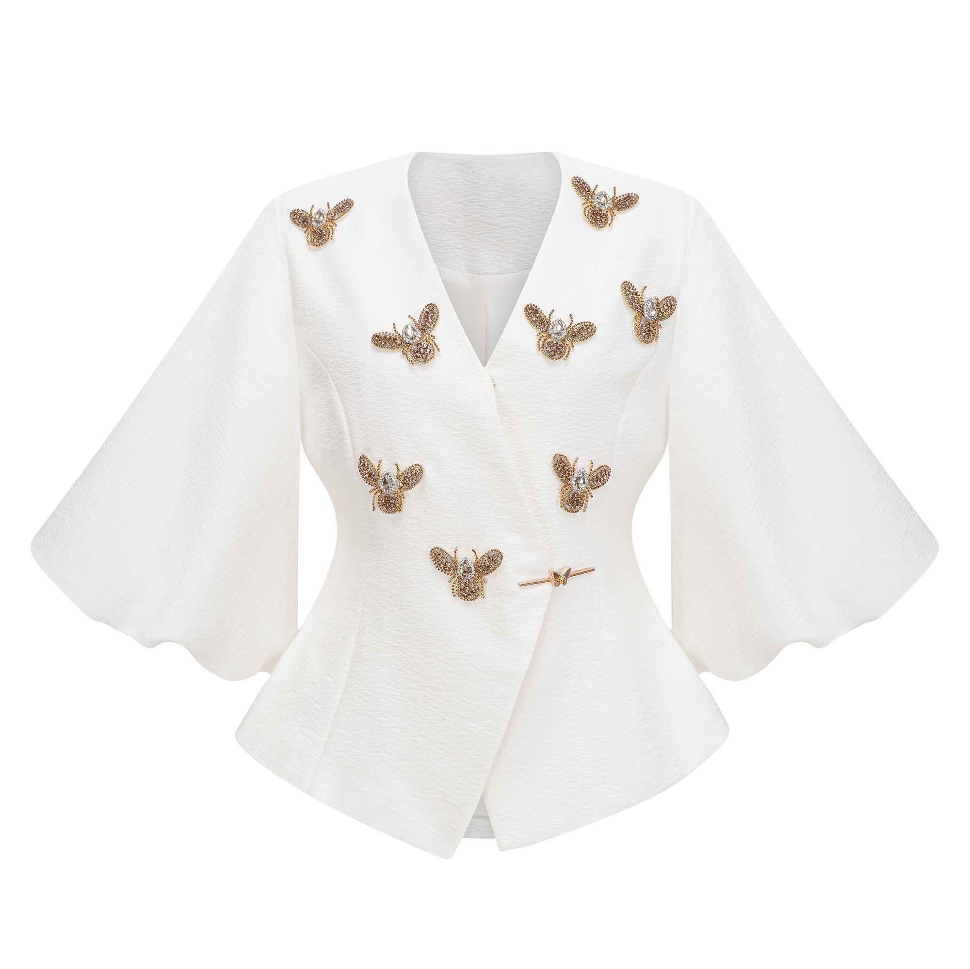Jóna White Embellished Wrap Blouse