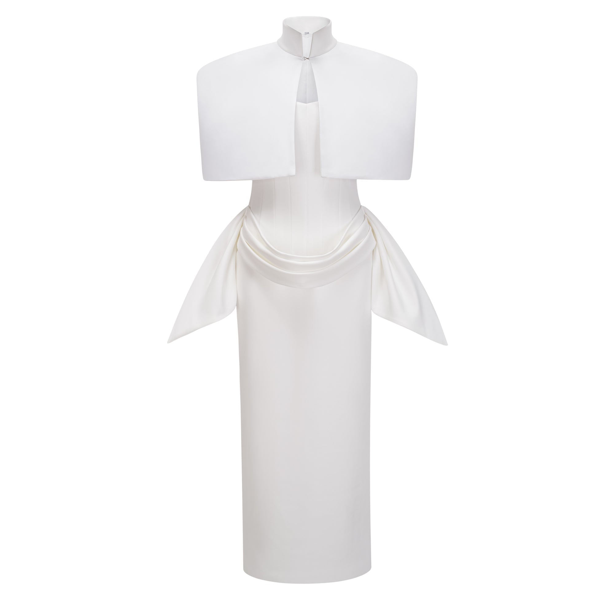 Felice White Structured Cape & Corset Dress Set (Final Sale-US Only)