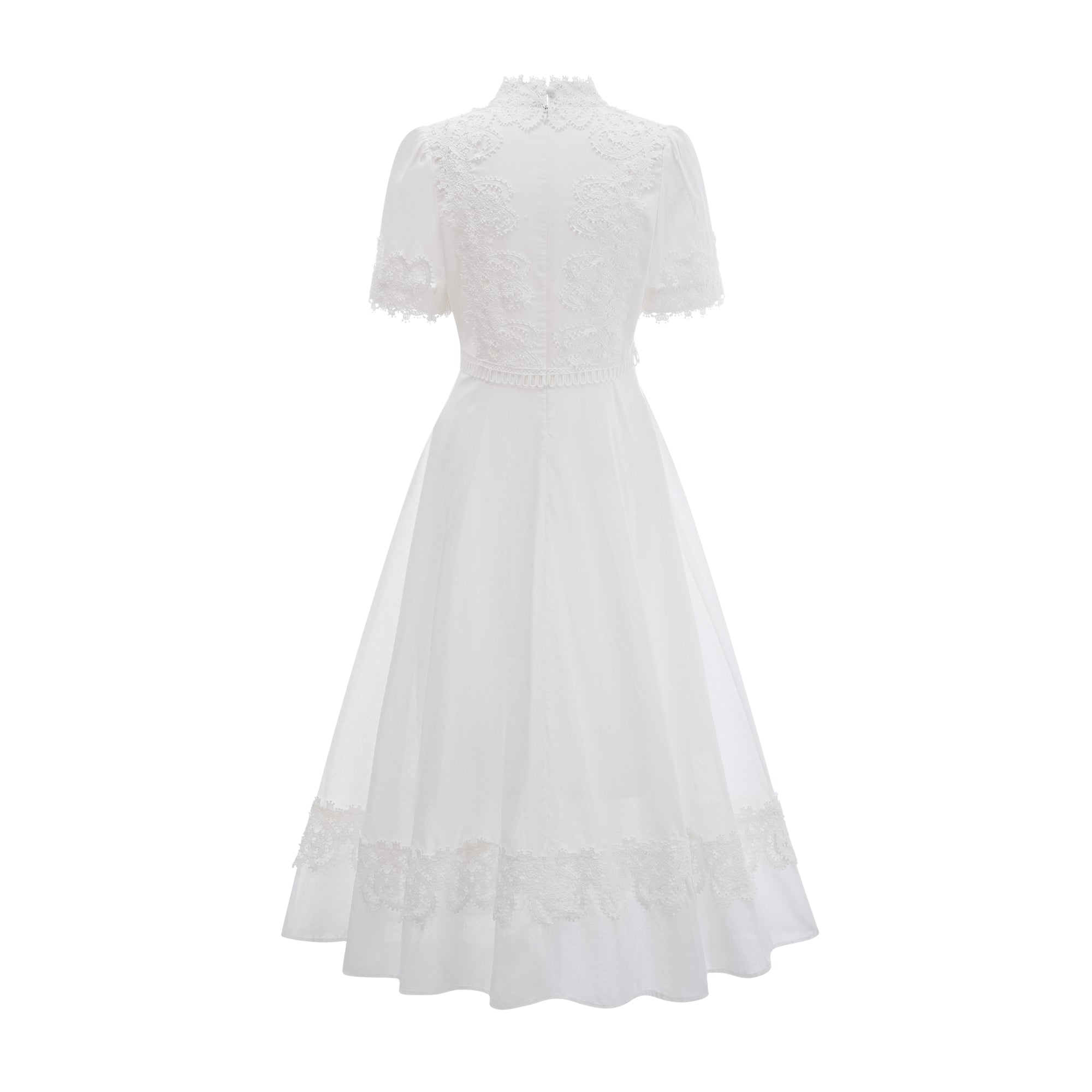 Patricia white floral-lace midi dress
