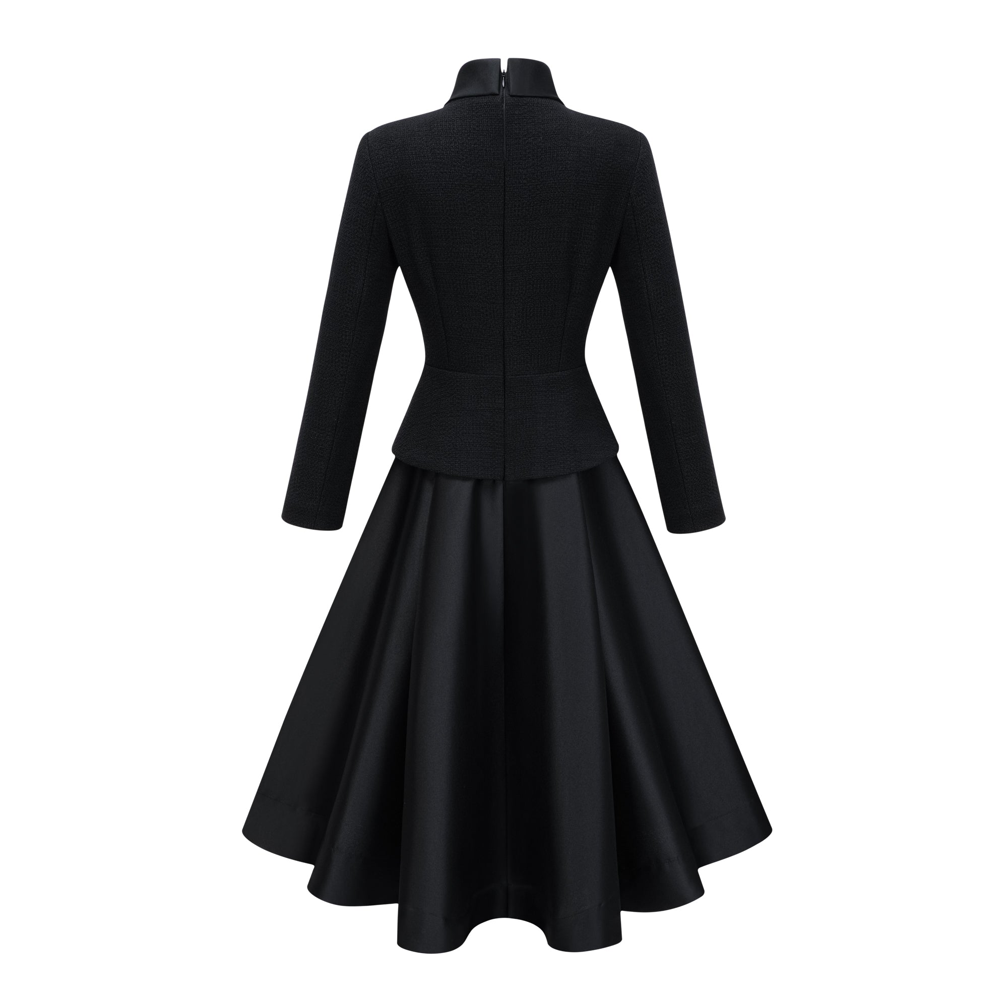 Lorelei Black High Neck Tweed Midi Dress (Final Sale-US Only)