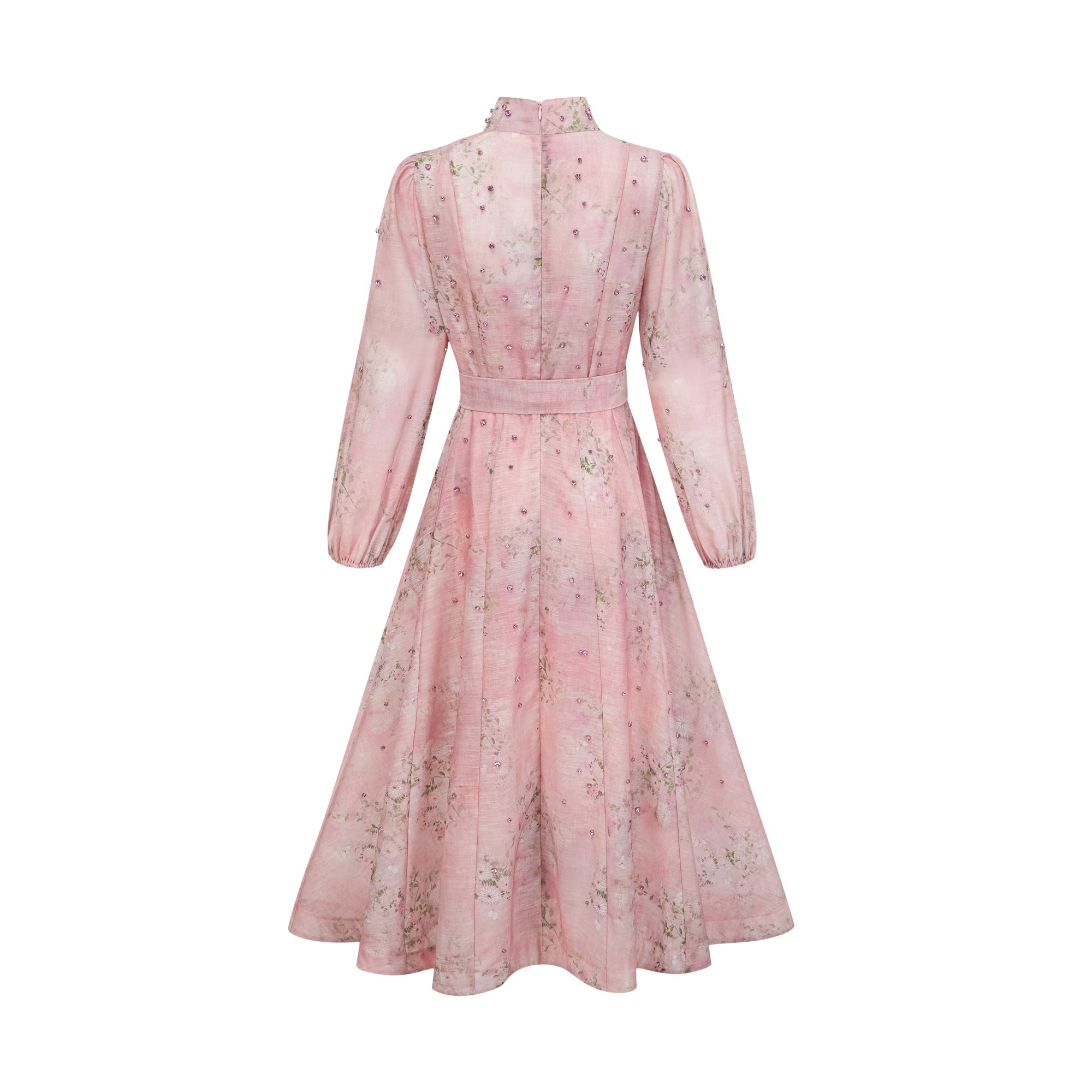 Narcisse pink embellished floral-print midi dress