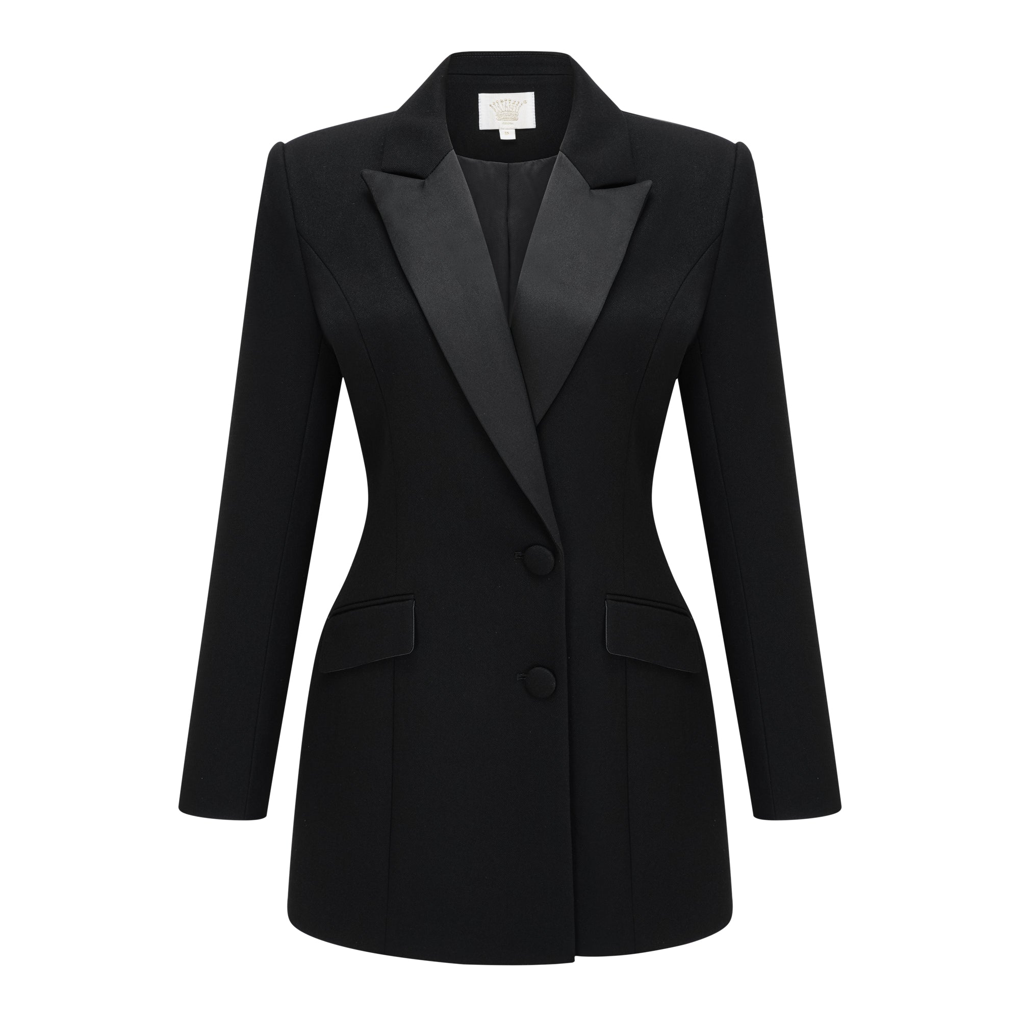 Fleur Black Blazer Mini Dress with Satin Panels (Final Sale-US Only)