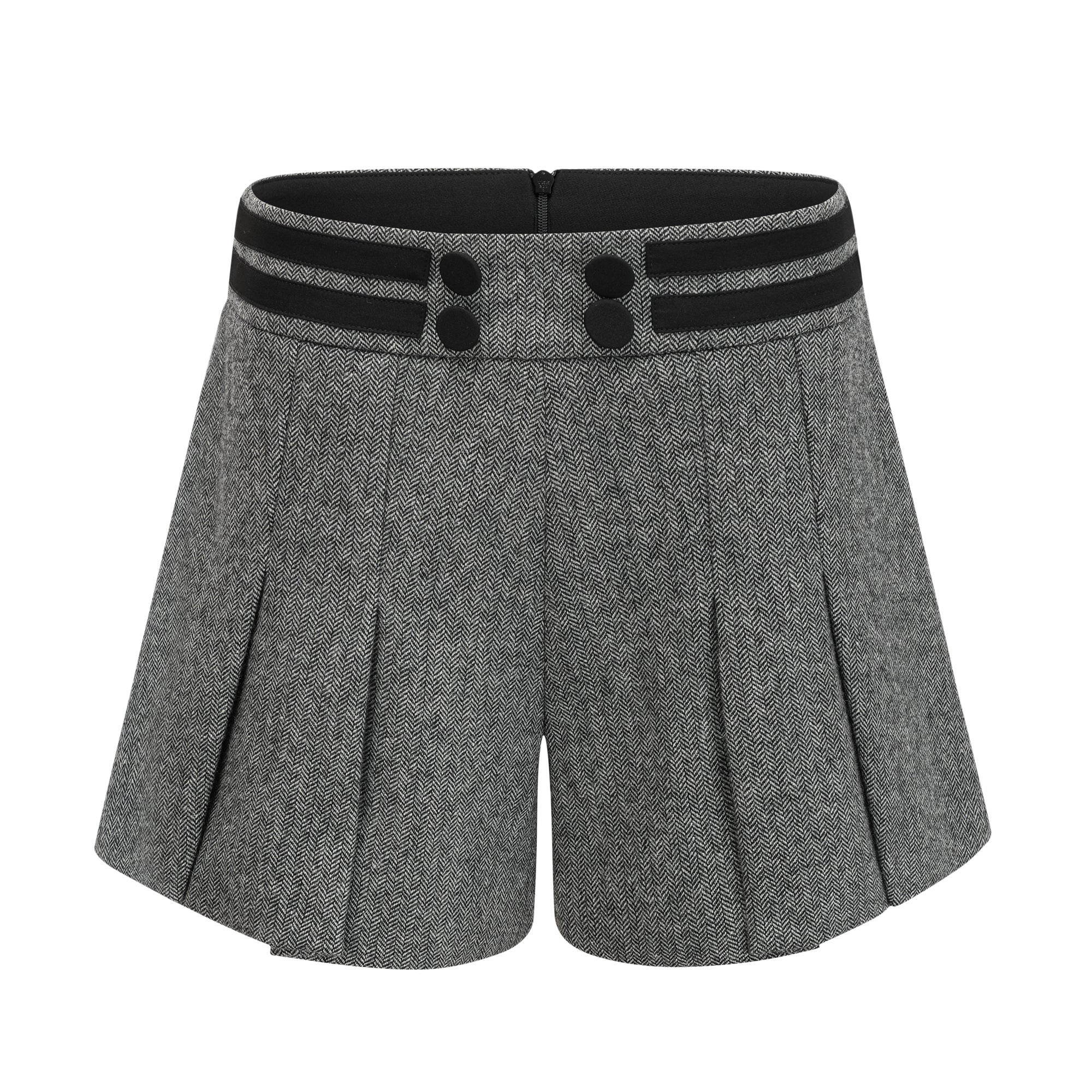 Agathe grey herringbone top & shorts matching set (Final Sale)