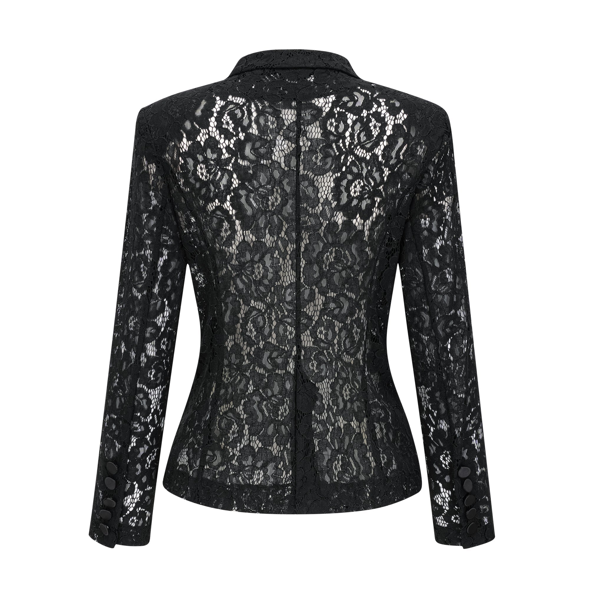 Zoé Black Sheer Lace Blazer & Trousers Matching Set