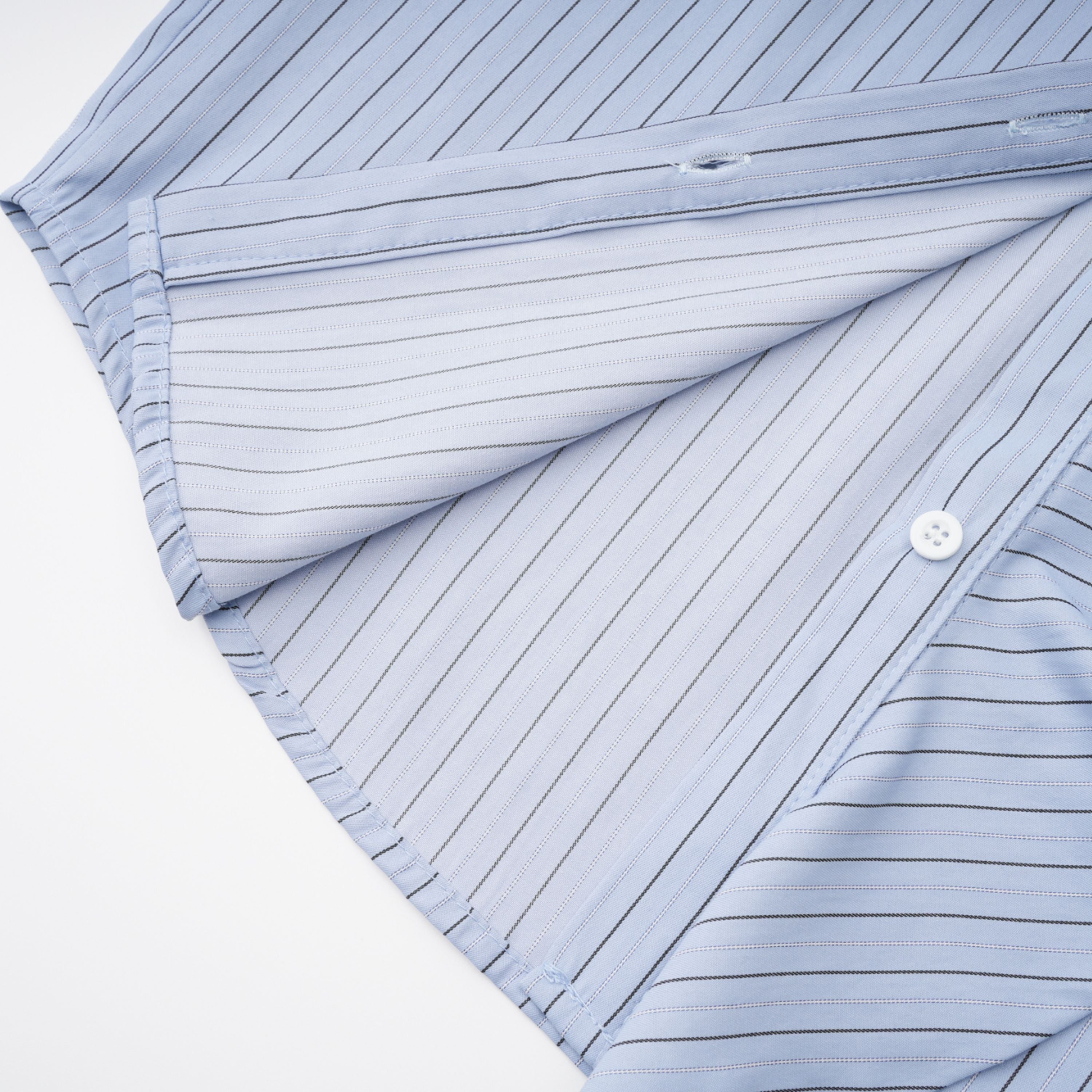 Torhild Blue 3D Petal Pinstriped Shirt