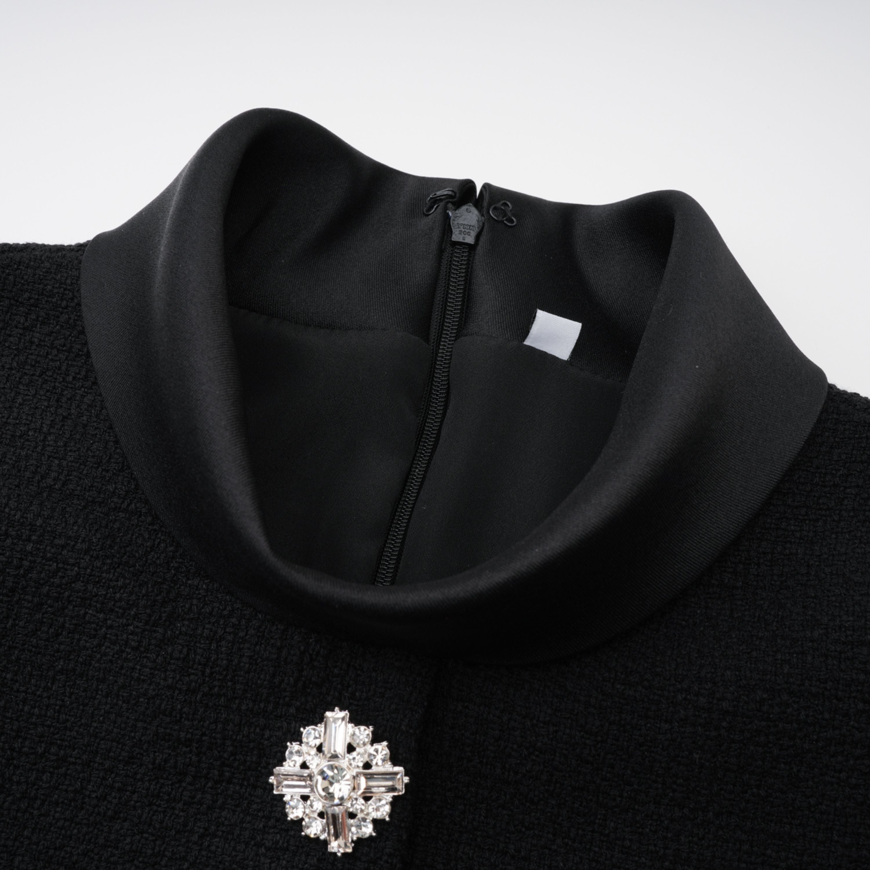 Lorelei Black High Neck Tweed Midi Dress (Final Sale)