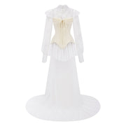 Michalina White Lace Convertible Gown with Long Sleeves