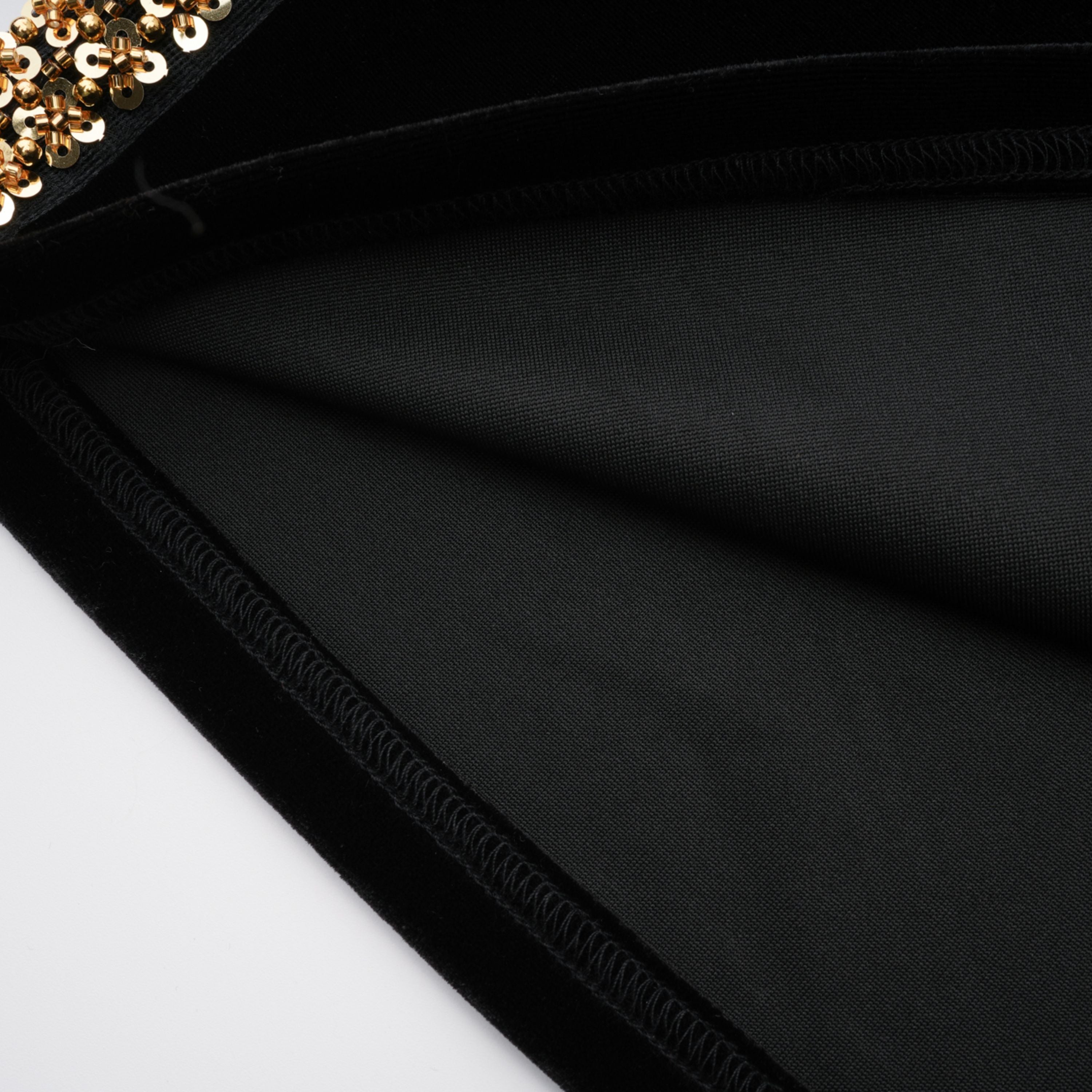 Anna Black Crystal Embellished Front Slit Maxi Dress